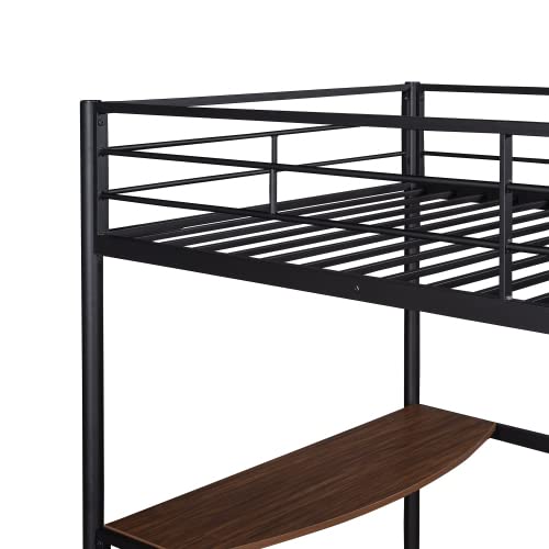 Twin Size Loft Bed with Desk & Storage Shelves - Sturdy Metal Frame, No Box Spring Needed - Perfect for Small Spaces, Dorm Rooms & Kids Bedrooms