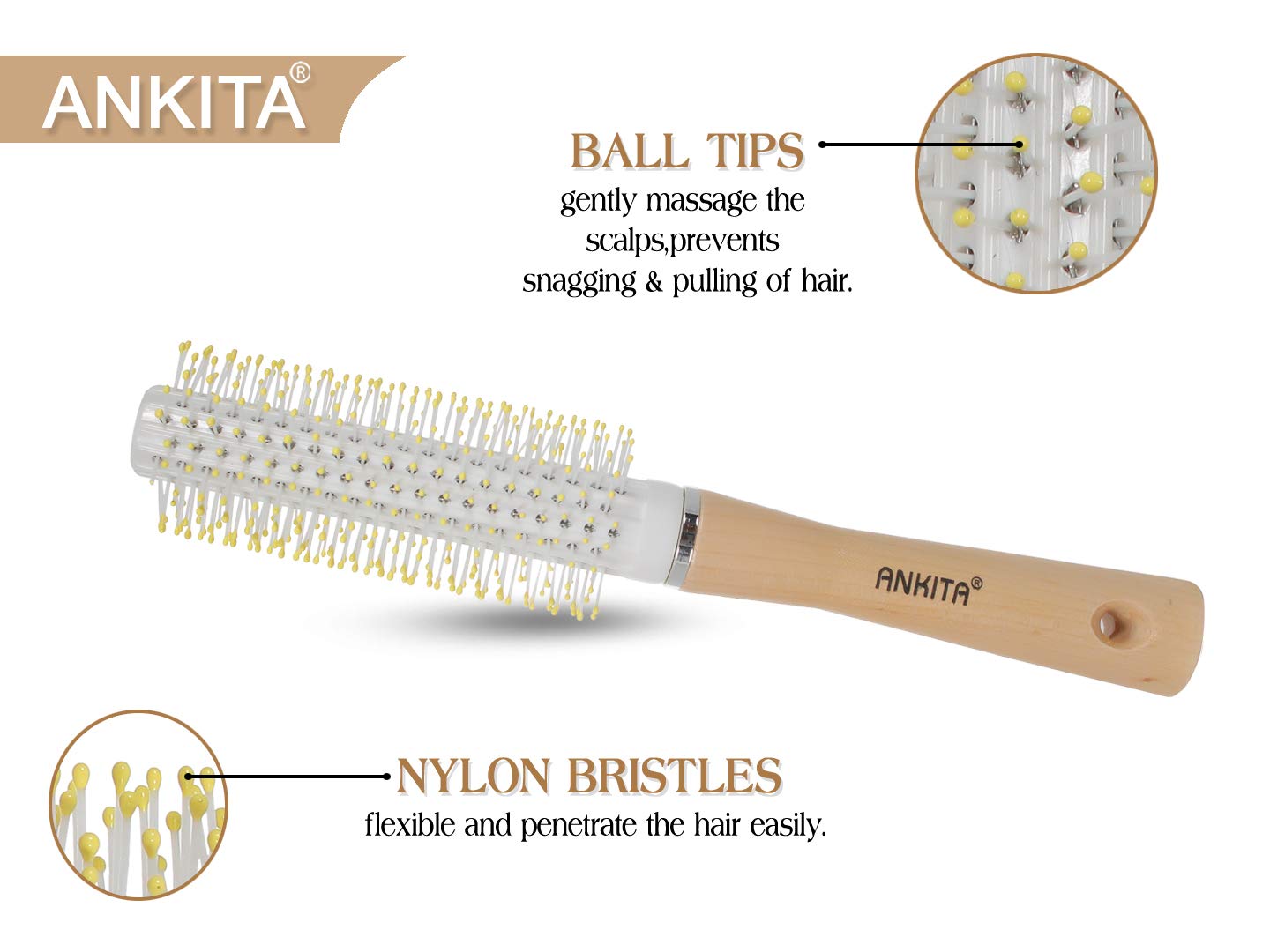Ankita Nylon Bristle Hair Brush - All Purpose Detangling & Styling Brush for Men & Women - Perfect for Home, Travel & Salon Use (B63) by Chhavi Creation