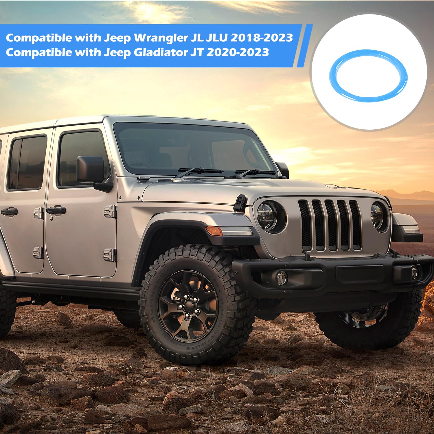 RT-TCZ Baby Blue Dash Air Vent Covers for Jeep Wrangler JL/JLU & Gladiator JT (2018-2023) - Interior Accessories Set of 4 - Stylish Protection & Customization for Off-Road Adventures