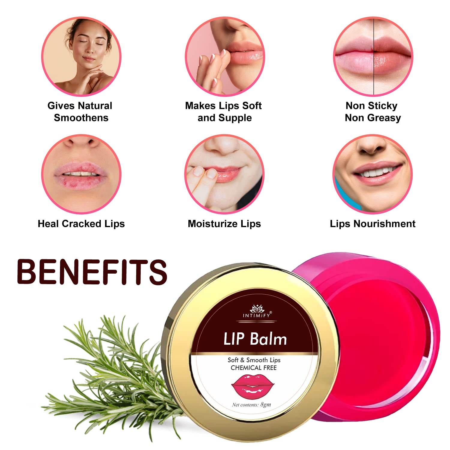 INTIMIFY Lip Balm for Dark Lips - Lighten & Moisturize Dry, Chapped Lips | Winter Lip Care for Women & Men | 8g Pack of 1 | Perfect for Daily Hydration & Night Repair