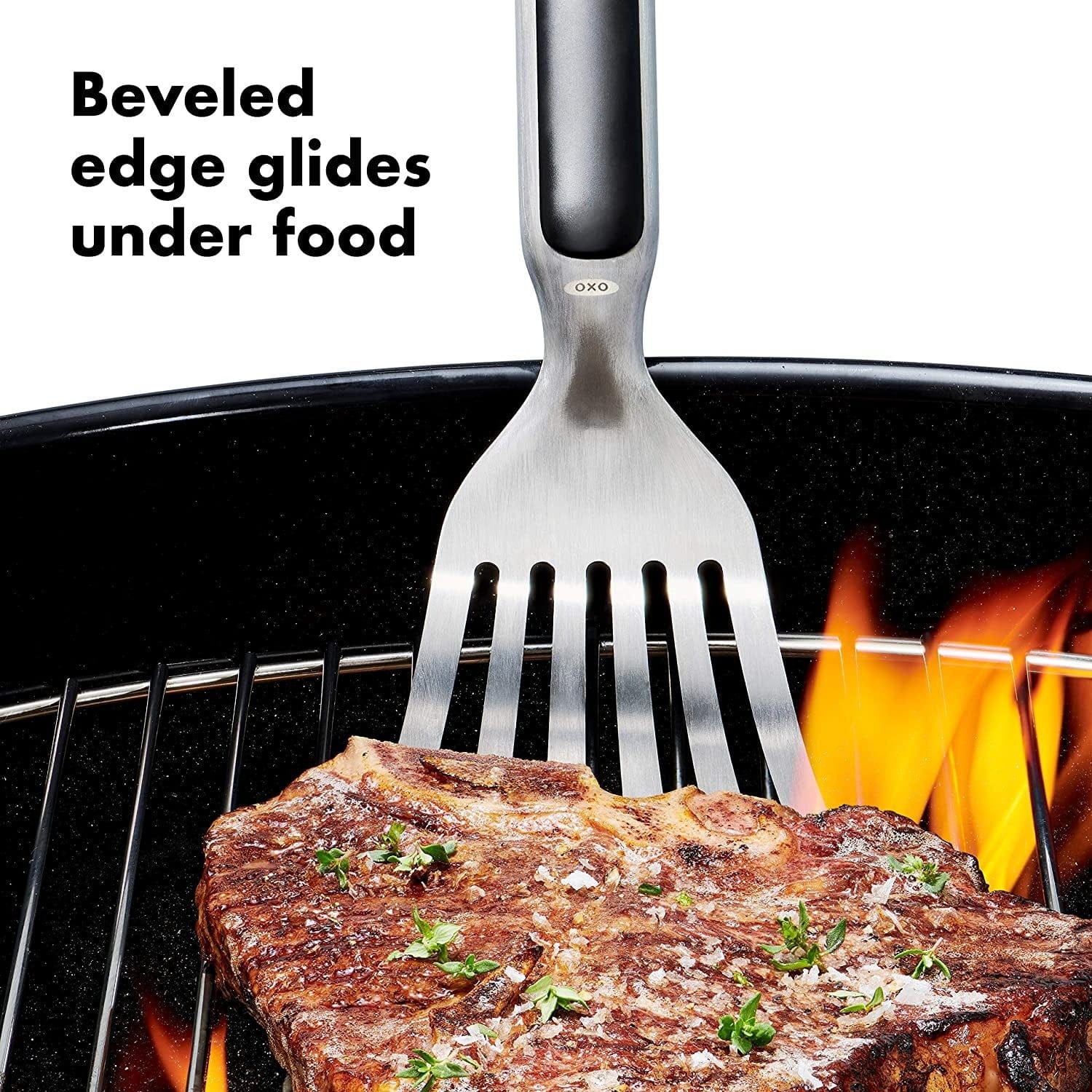 OXO Grilling Precision Turner - Stainless Steel BBQ Spatula for Burgers, Fish & Pancakes - Perfect for Outdoor Cooking, Backyard BBQs & Camping