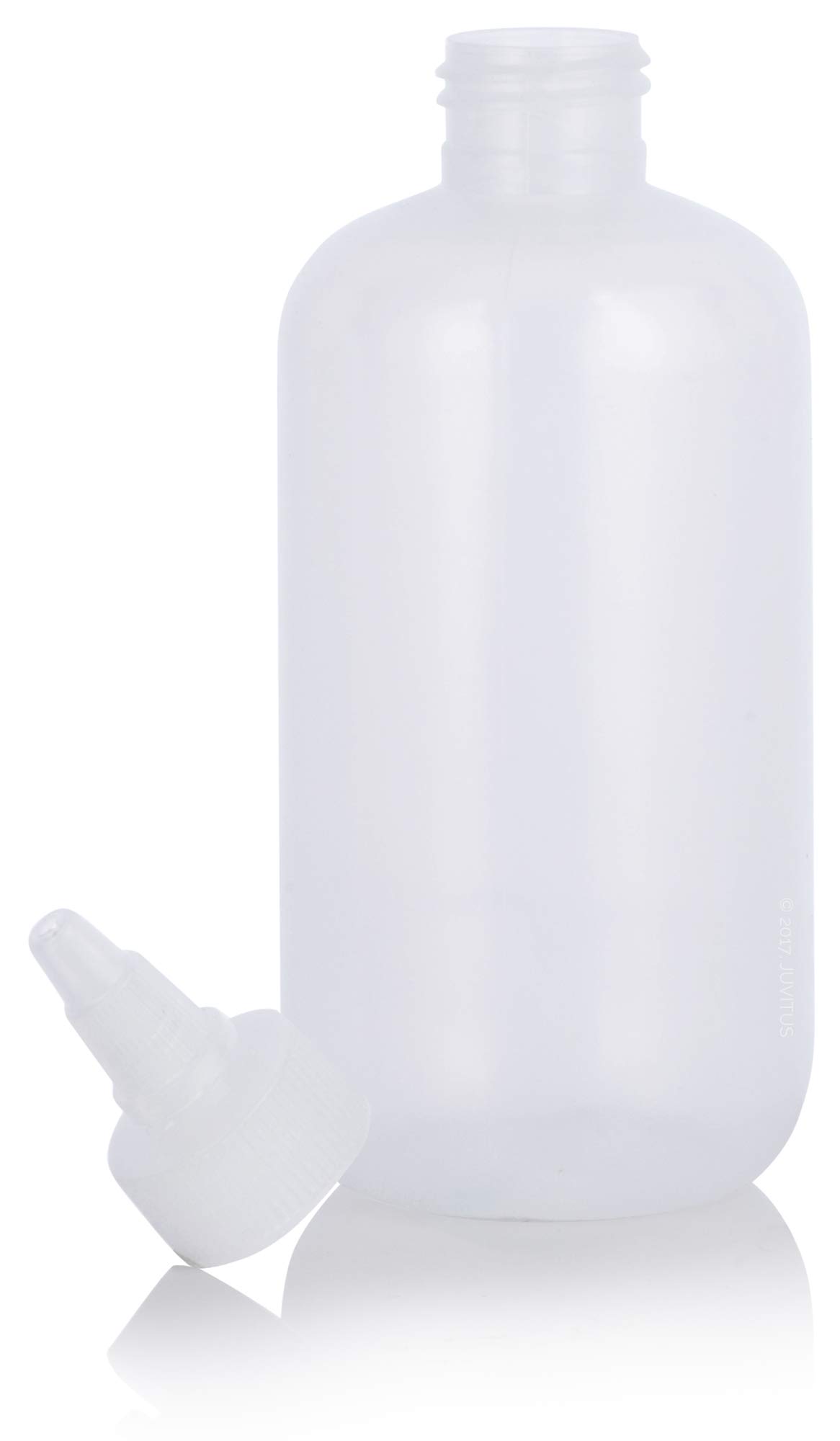 JUVITUS 12-Pack 8 oz Clear LDPE Plastic Squeeze Bottles with Twist Caps & Funnel - Leak-Proof for Kitchen, Bathroom, Travel & DIY Projects
