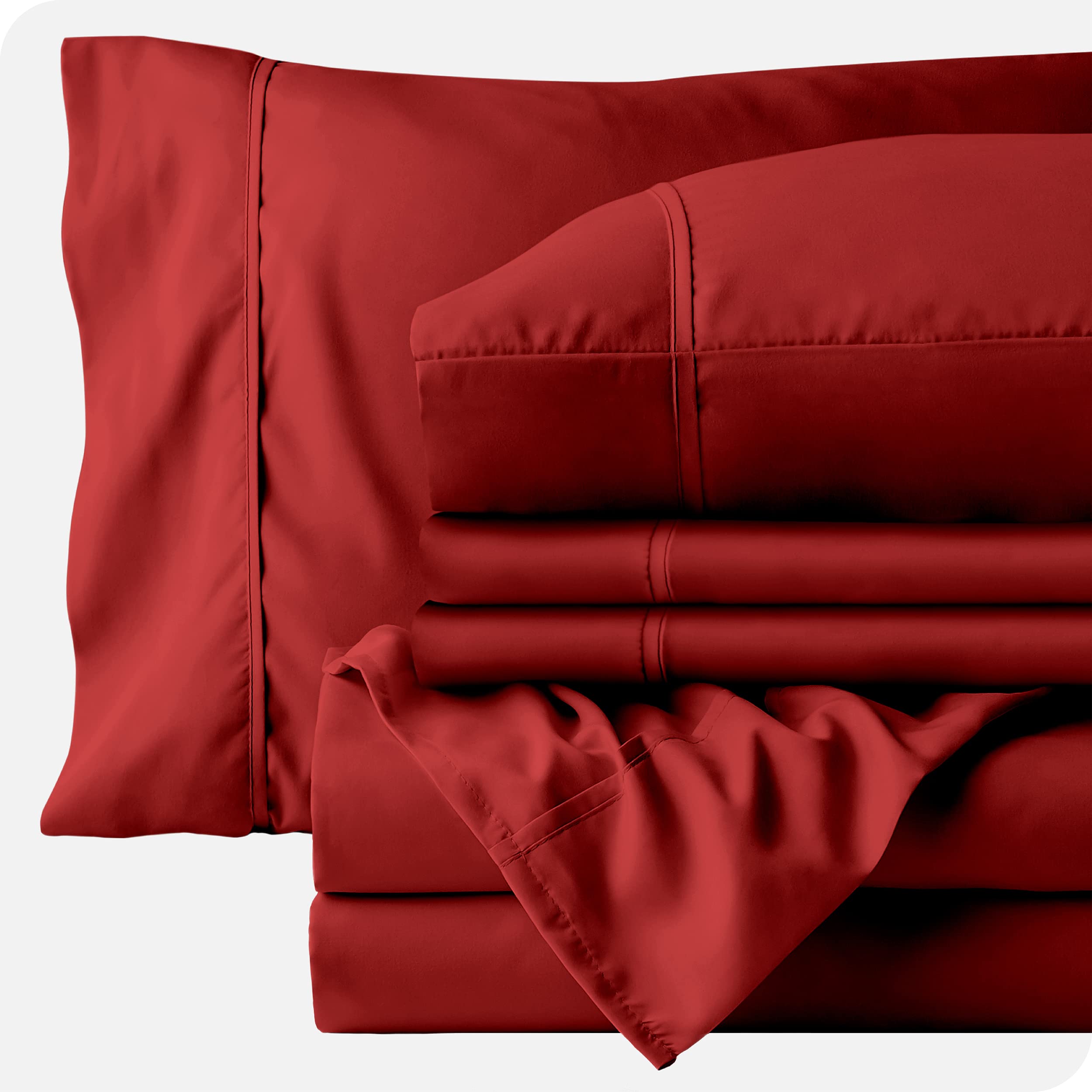 Burgundy 6-Piece Full Sheet Set with 32-Inch Deep Pockets - Soft & Breathable Bedding for Adjustable Beds - Perfect for Master Bedrooms, Guest Rooms & Dormitories