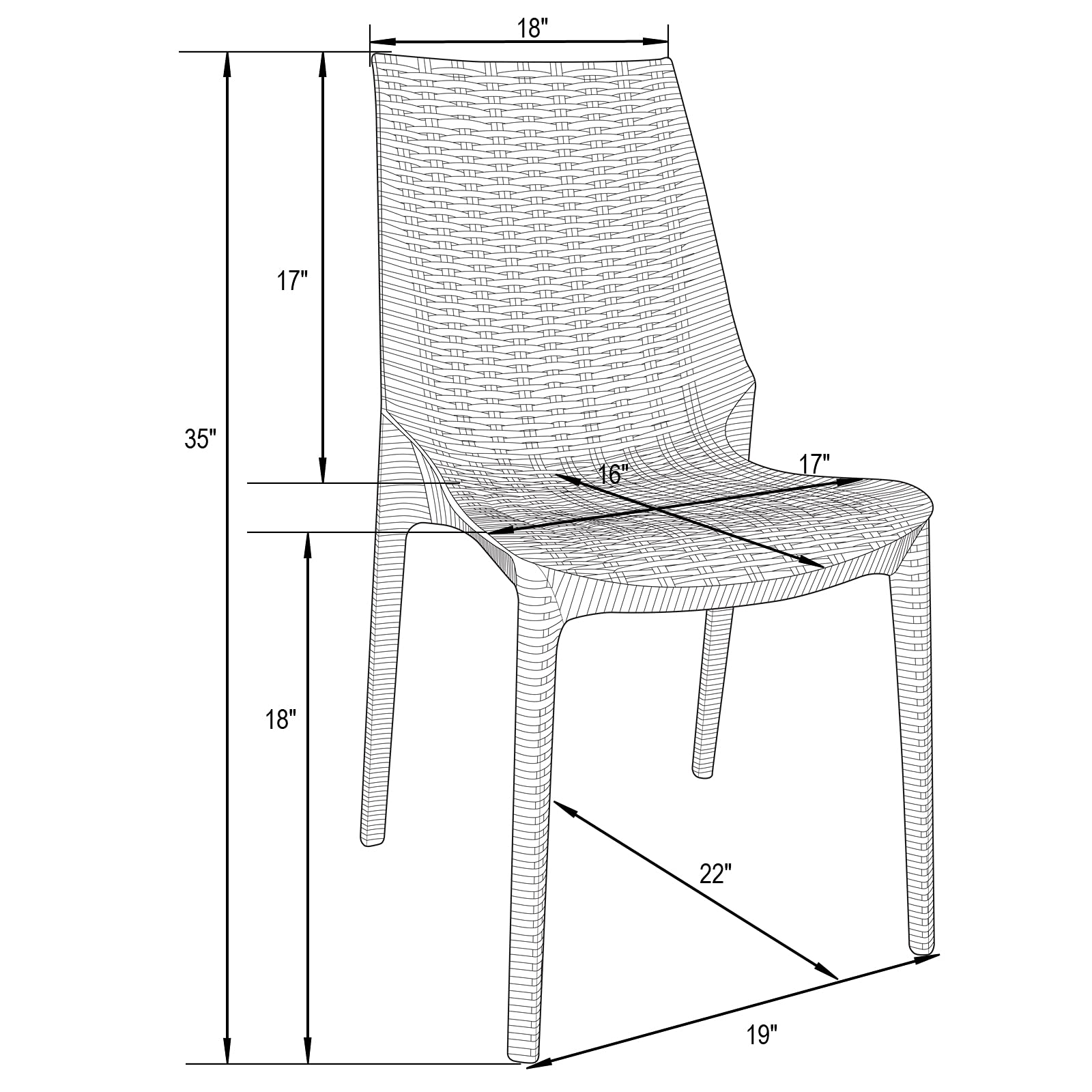 LeisureMod Kent Modern Outdoor Stackable Dining Chairs - Set of 4, Water-Resistant Grey Patio Furniture for Backyard, Poolside & Garden Dining