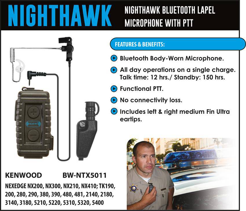 BlueWi BX NTX5011 Nighthawk Bluetooth Lapel Microphone for Kenwood Multipin - Wireless Mic for Public Speaking, Interviews & Live Streaming (Compatible with Kenwood Radios)
