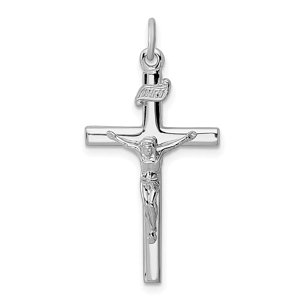 925 Sterling Silver INRI Jesus Christ Crucifix Pendant Necklace - Religious Latin Cross Charm for Women, Gift for Her - Perfect for Church, Baptism, First Communion & Spiritual Occasions