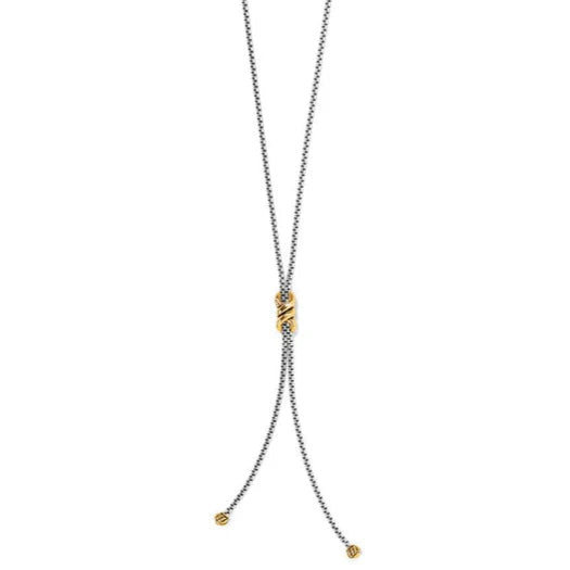 Brighton Interlok Twist Two Tone Lariat Necklace - Elegant Gold & Silver Layered Chain for Women | Perfect for Date Night, Office Wear & Special Occasions