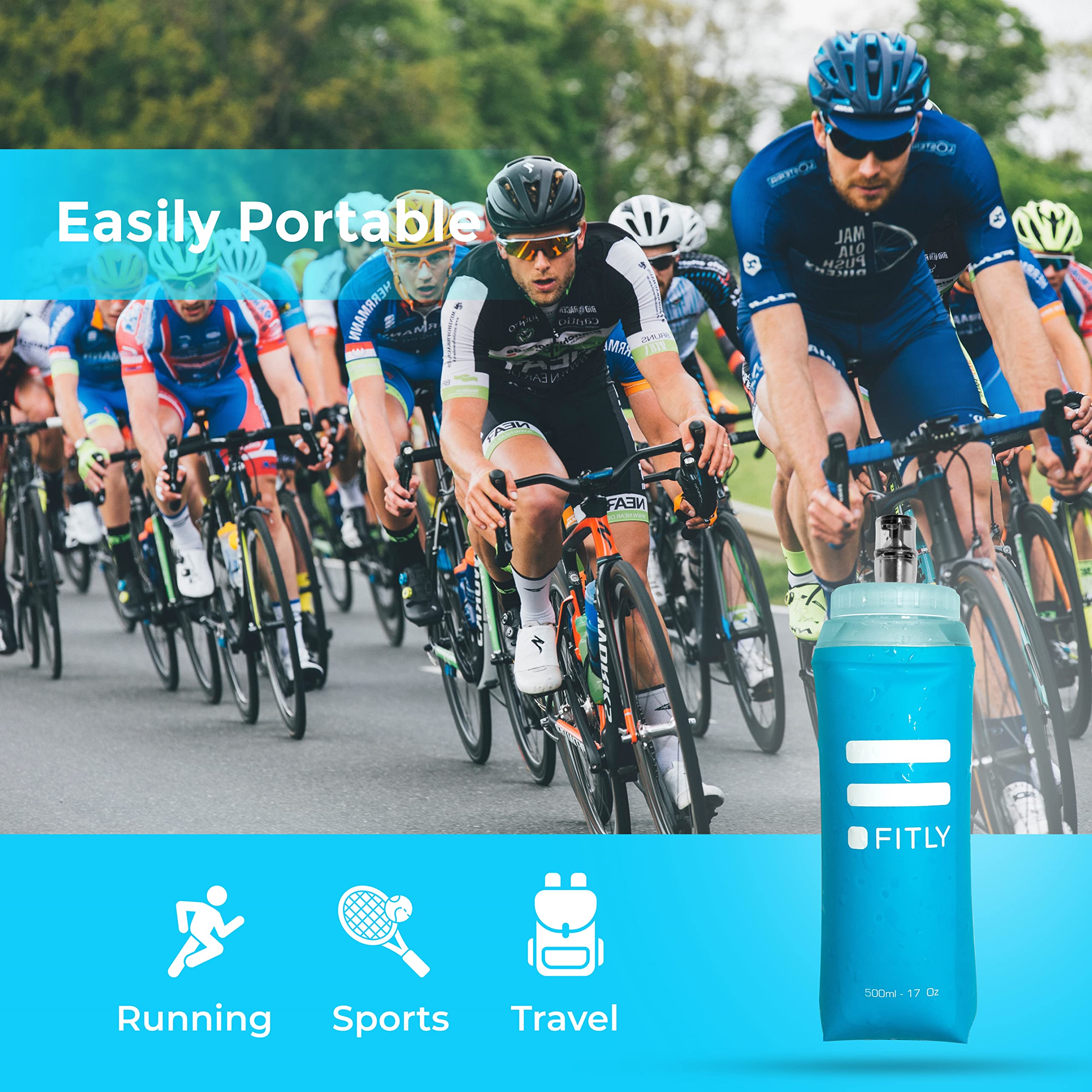 Collapsible Soft Flask - Hydration Bottle for Running, Hiking & Cycling - Compact Water Bottle for Outdoor Sports