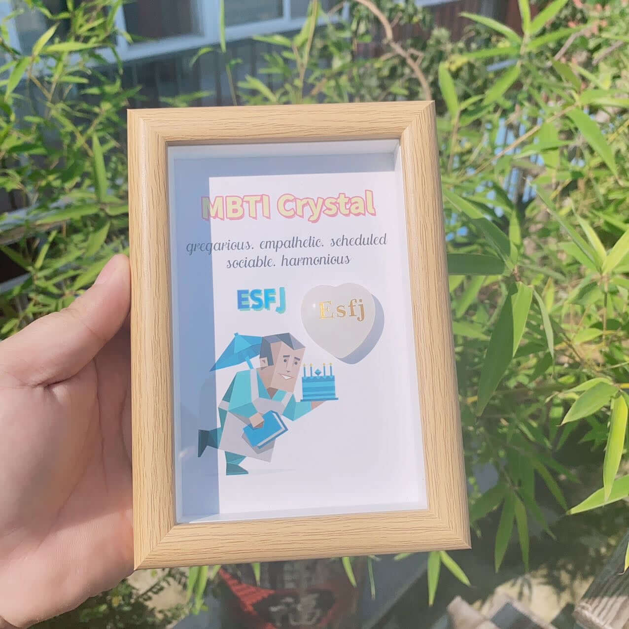 MBTI Personality Crystal Frame - Spiritual Healing Gift for Self-Care & Meditation | Perfect for Office Desk Decor, Yoga Room, and Mindfulness Practice (KV001)