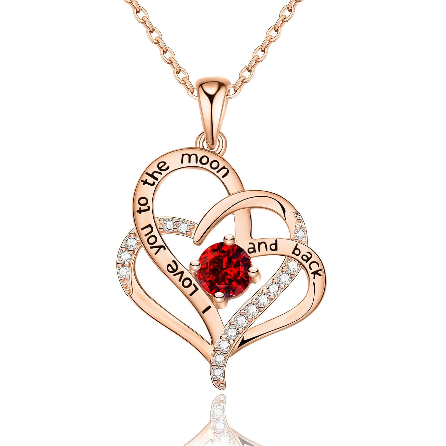 NEWNOVE Heart Pendant Necklace for Women - Genuine Birthstone Jewelry Gift for Wife, Girlfriend, Mother | Anniversary, Birthday, Valentine's Day Present | Perfect for Romantic Dates, Proposals & Special Occasions