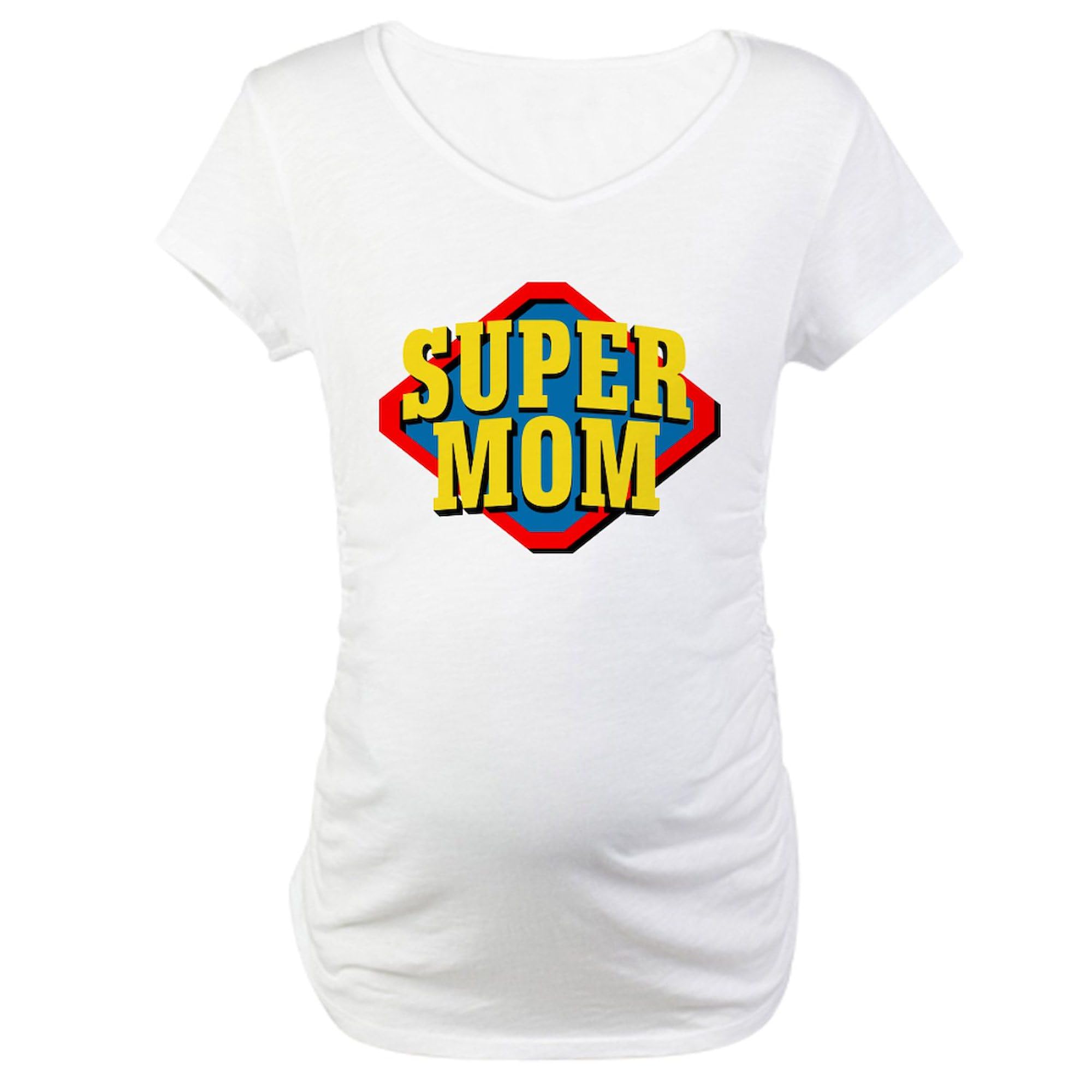 SuperMom Maternity T-Shirt for Women - Stretch Ruched Side Design for Comfort - Perfect for Pregnancy, Nursing & Everyday Wear