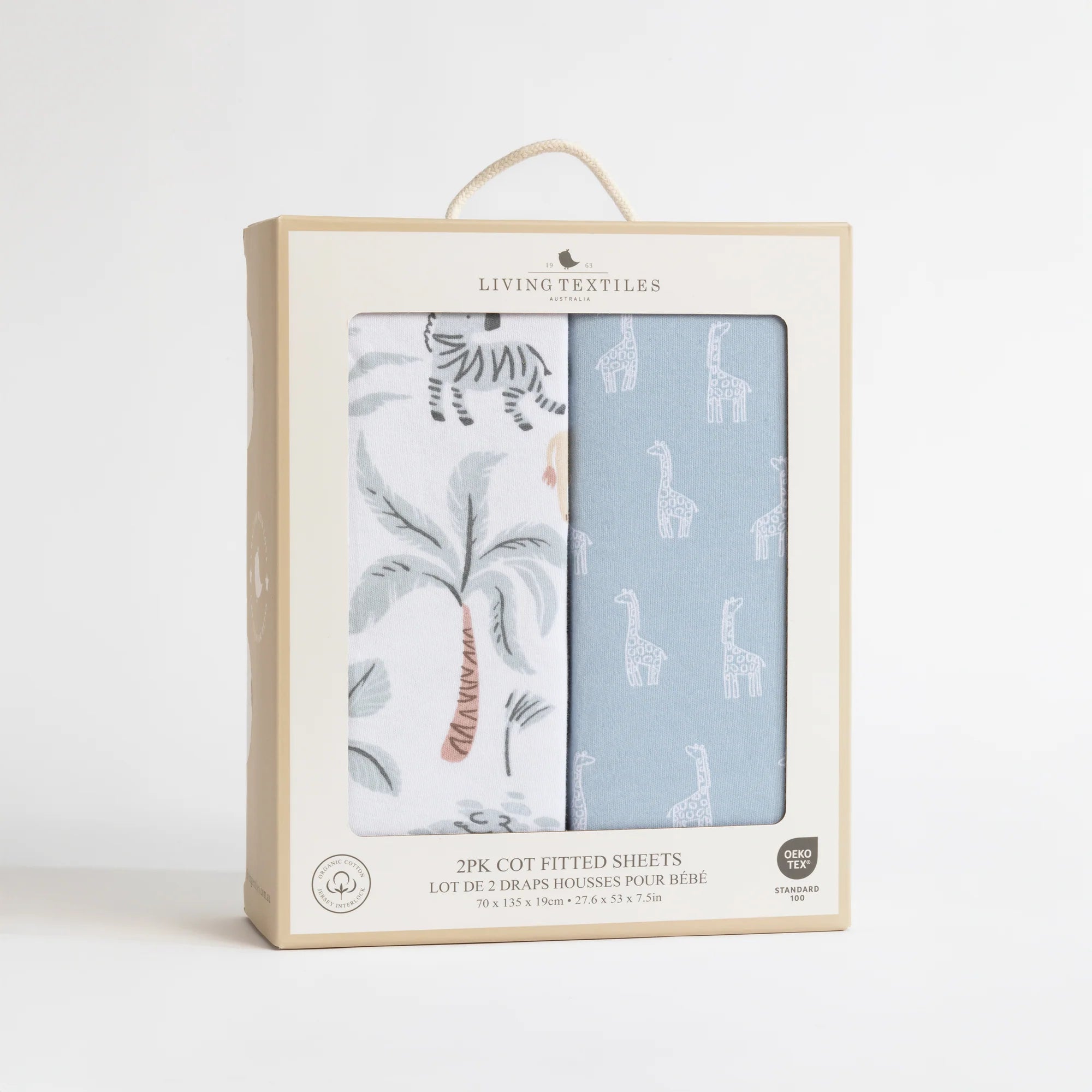 Organic Jersey Cotton Fitted Sheets 2 Pack - Soft Breathable Crib Sheets for Baby, Wild Safari Animal Print - Perfect for Nursery, Daycare & Travel Cribs