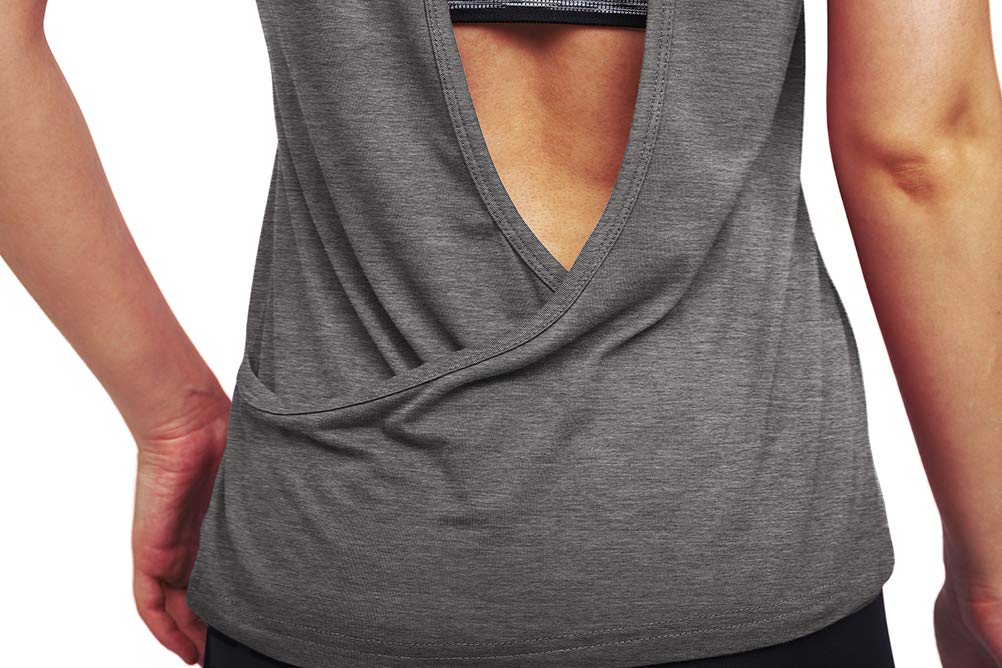Women's Open Back Workout Tops - Mippo Yoga & Running Athletic Muscle Tank Shirts | Breathable Gym Wear for Yoga, Pilates & Cardio Training