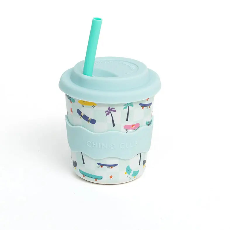 Kids Skateboard Design Keep Cup 240ml with Straw - Reusable Coffee Cup for School, Travel & Outdoor Activities