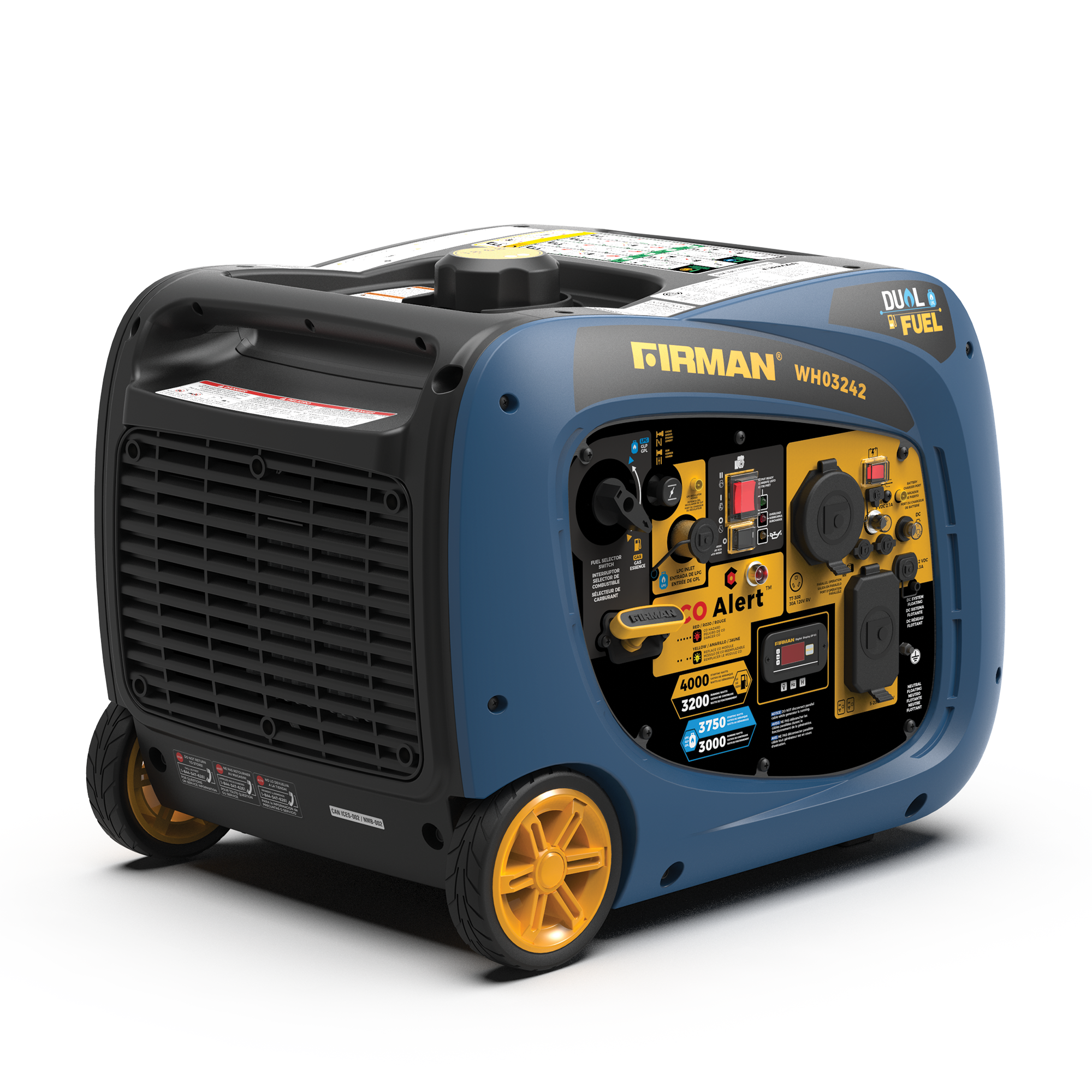 4000W Dual Fuel Inverter Generator with Electric Start & CO Alert - Portable Power for Camping, RV Trips & Emergency Backup