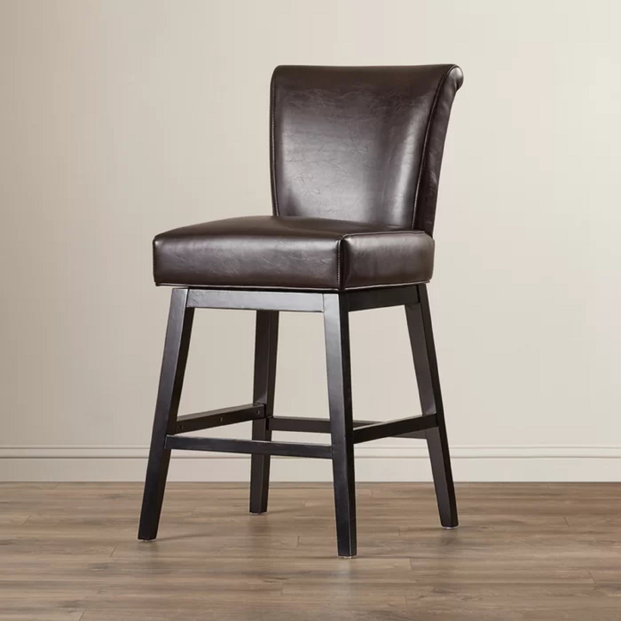 28 Inch PU Leather Swivel Counter Stool - Adjustable Height Bar Stool for Kitchen Island, Breakfast Nook & Home Decor