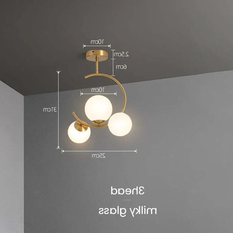 Modern Semi Arc White Glass Ball Pendant Light - Elegant Hanging Chandelier for Dining Room, Kitchen Island, Bedroom & Living Room Decor