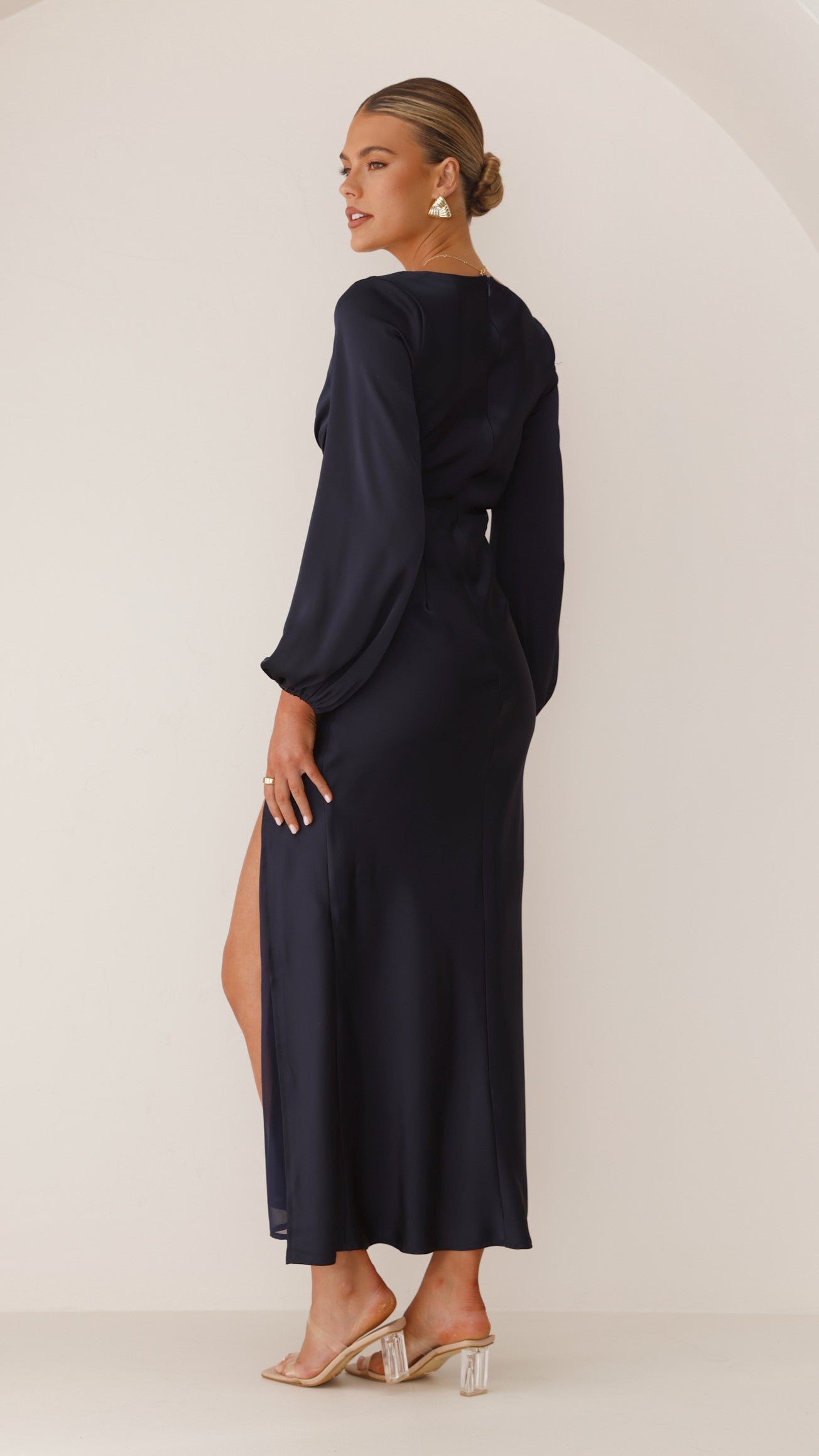 Brigitte Maxi Dress Navy Blue - Elegant Long Flowy Summer Dress for Women, Perfect for Beach Vacations, Weddings & Casual Outings