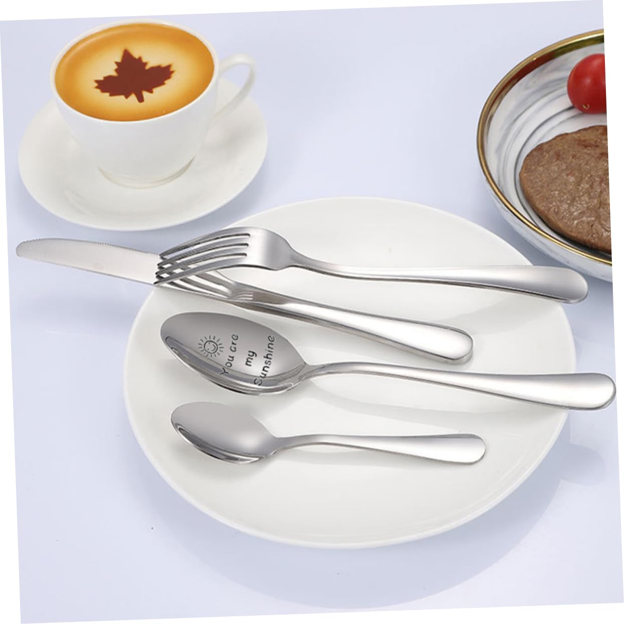 2 Pcs Romantic Engraved Stainless Steel Dessert Forks for Couples - Sweet Cross Design Reusable Tableware for Tea, Dinner & Special Occasions - Perfect for Anniversaries, Valentine's Day & Romantic Date Nights