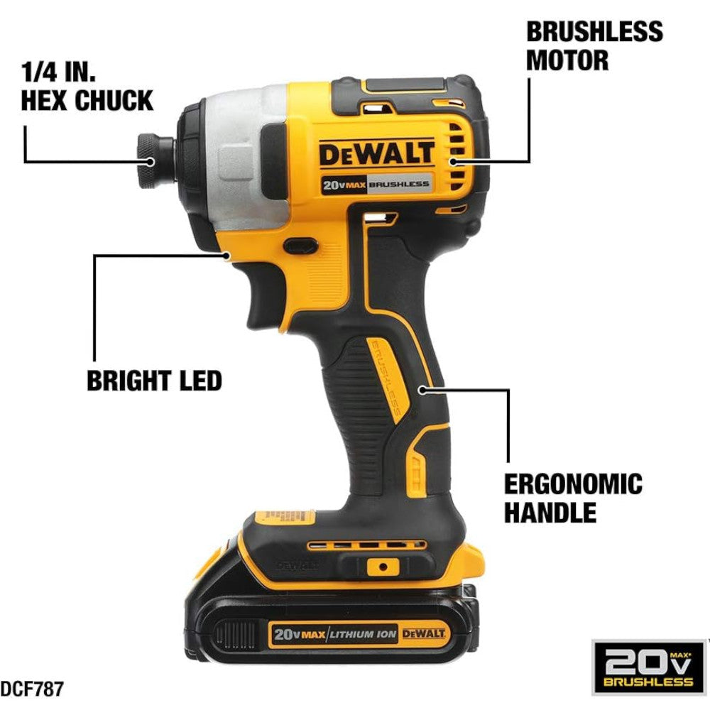 DEWALT 20V MAX* Cordless Drill and Impact Driver Combo Kit (DCK277C2) - Refurbished with Warranty - Power Tools for DIY Projects, Home Improvement & Professional Construction Work