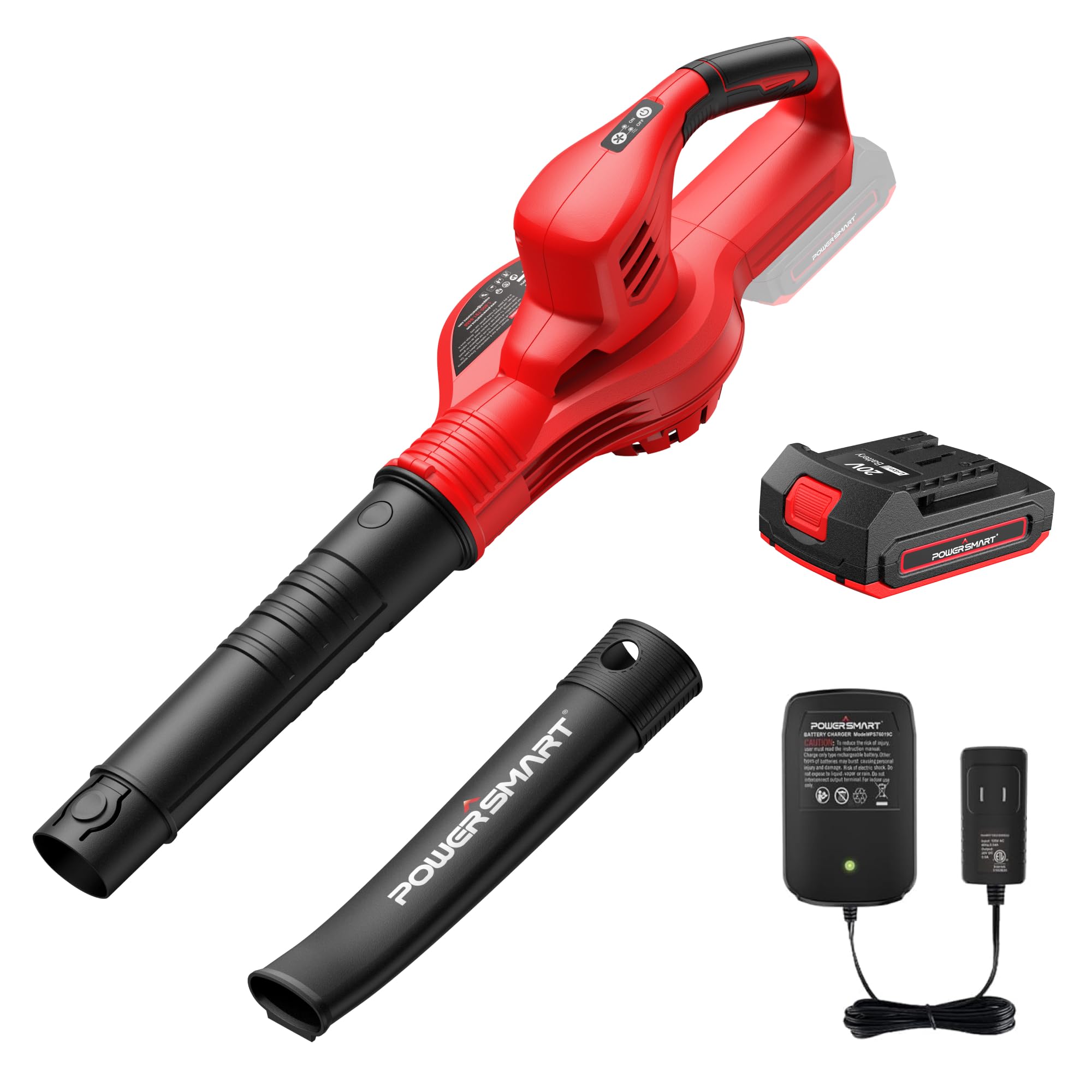 PowerSmart 20V Cordless Leaf Blower with 2.0Ah Battery & Fast Charger | Lightweight Handheld Blower for Yard, Gutter, Patio & Driveway Cleaning | 2024 Upgraded Model for Home & Garden Maintenance