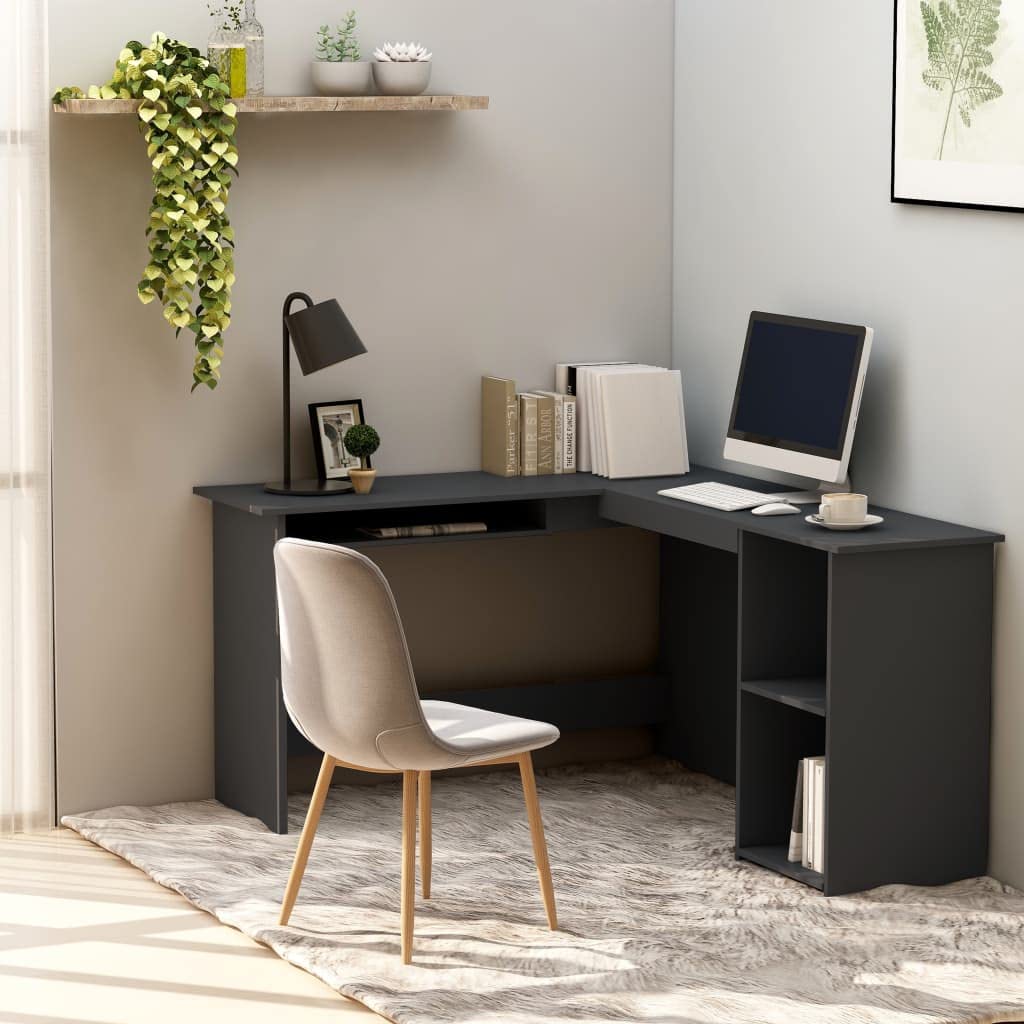 L-Shaped Corner Desk with 2 Open Shelves - 47.2