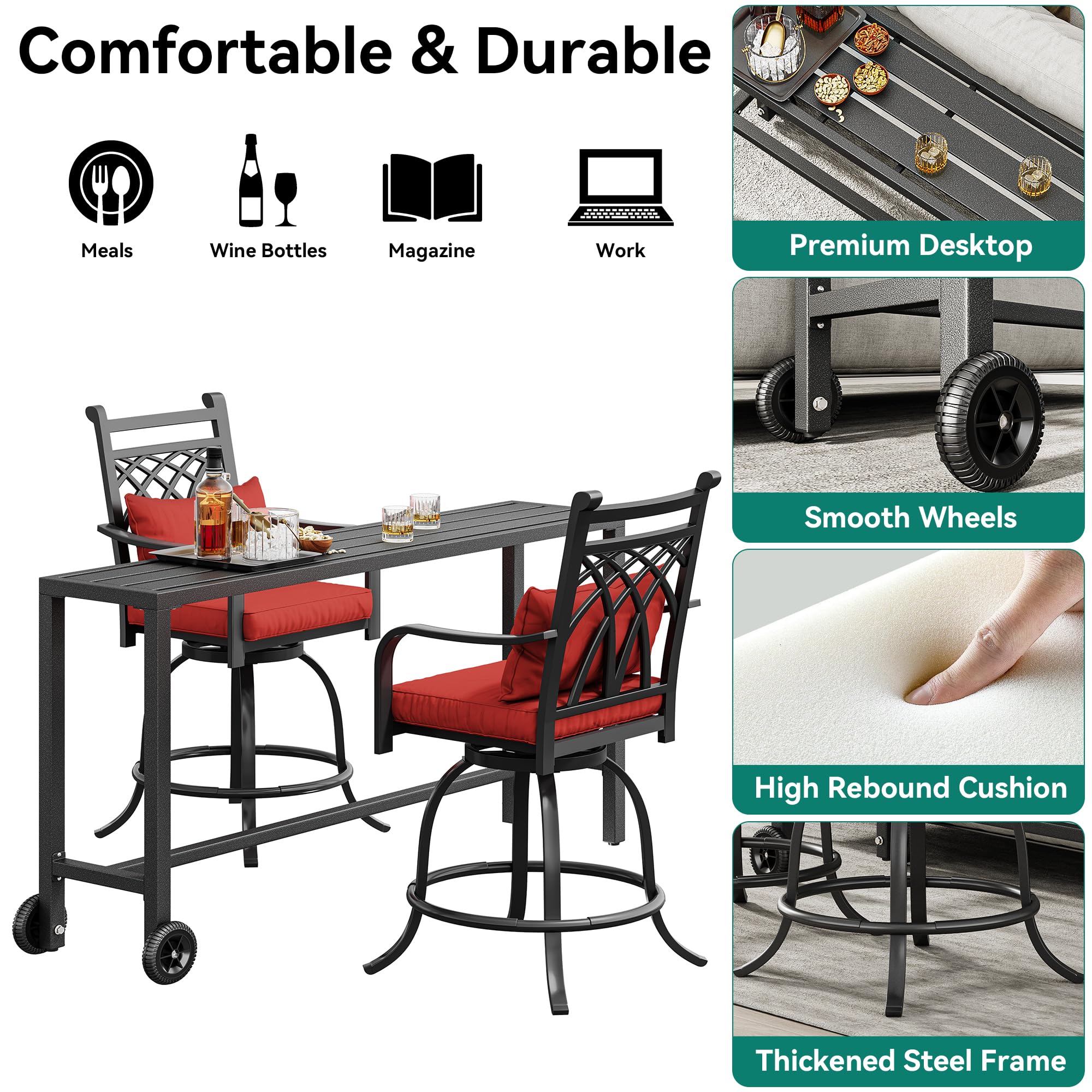 YITAHOME 3-Piece Outdoor Bar Set - 55