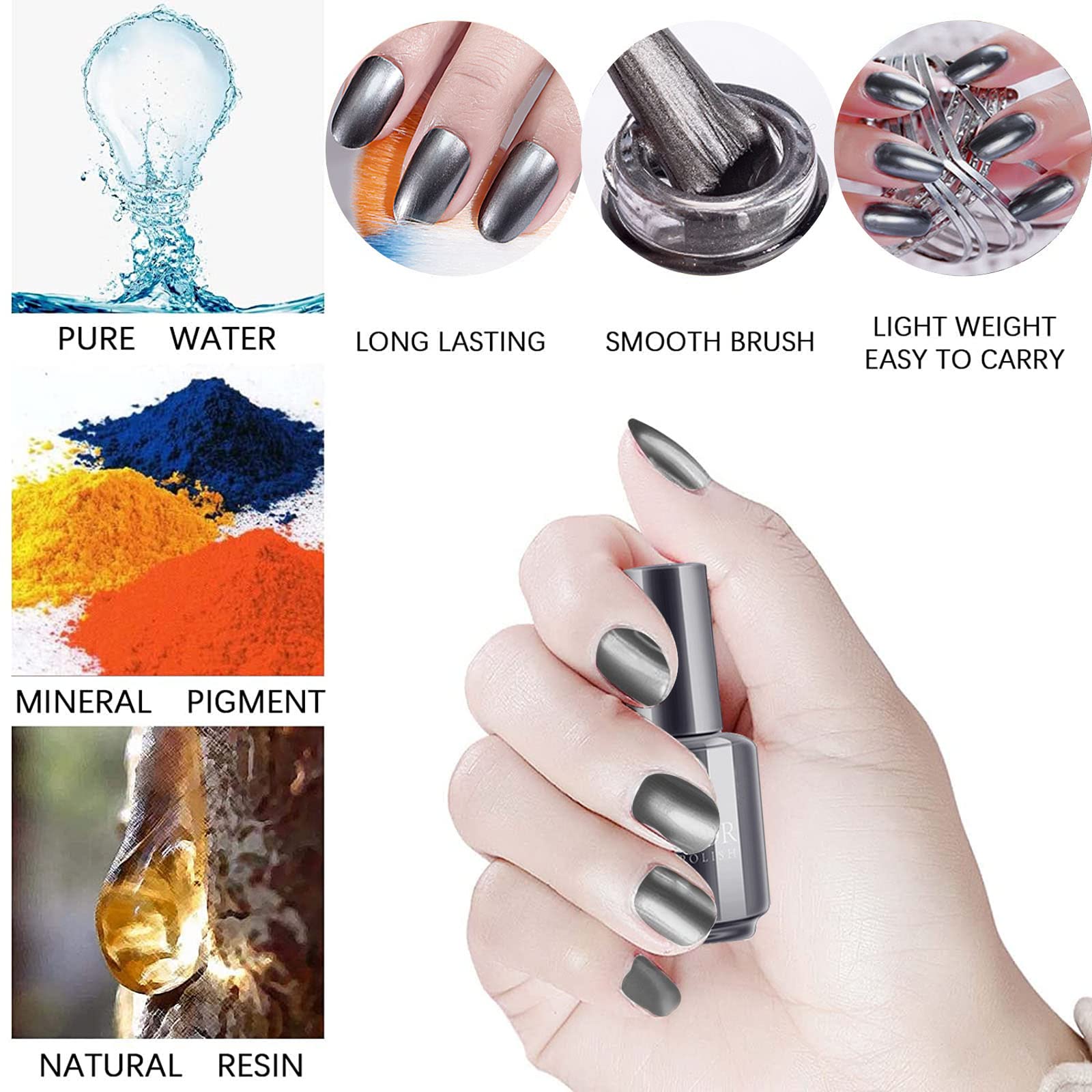 Holographic Black Platinum Glitter Nail Polish - Shiny Sparkle Nail Art Polish for DIY & Professional Manicures - Perfect for Parties, Weddings & Special Occasions