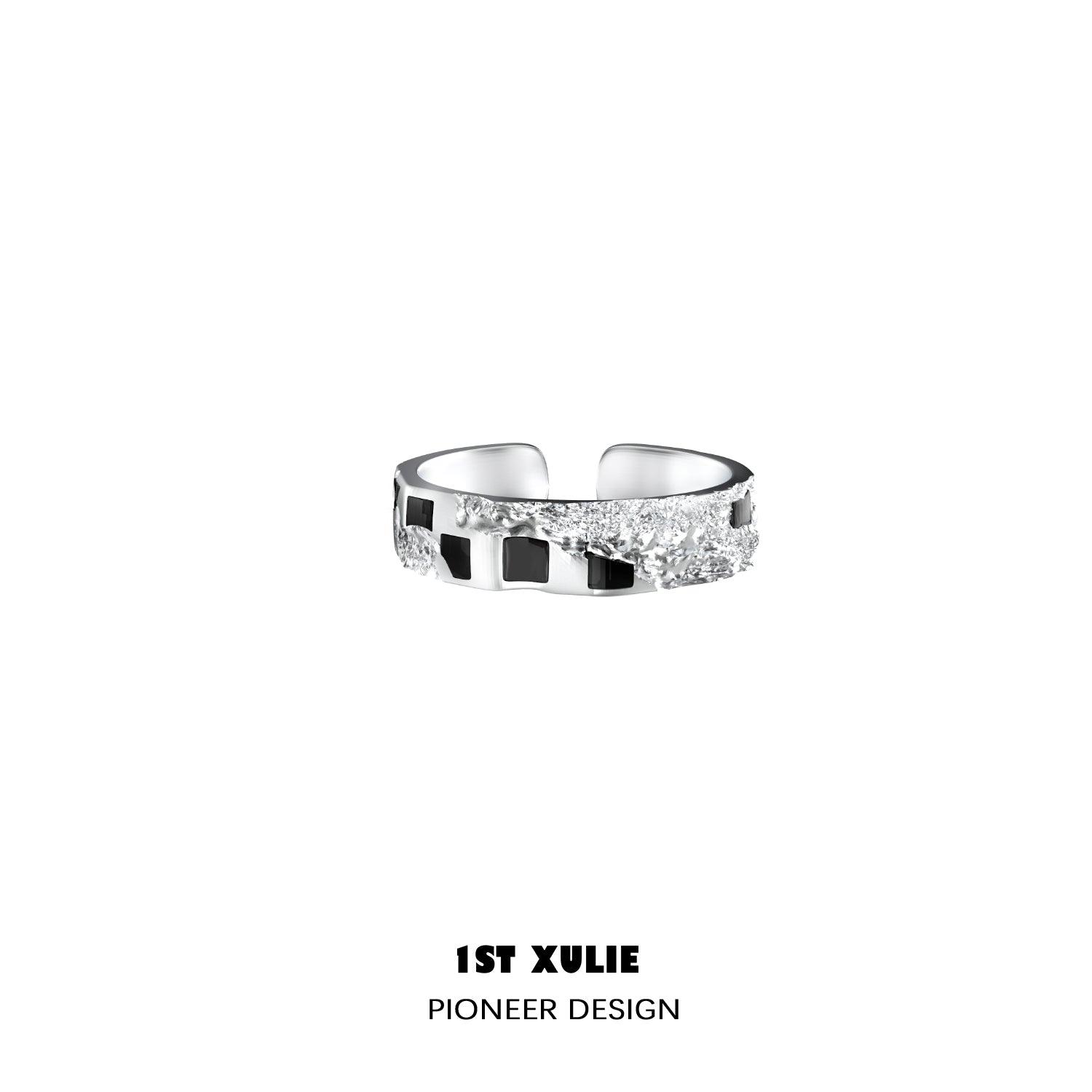 Checkerboard Sterling Silver Adjustable Opening Ring for Women - Trendy Stackable Jewelry Gift for Her - Perfect for Everyday Wear, Date Nights & Special Occasions