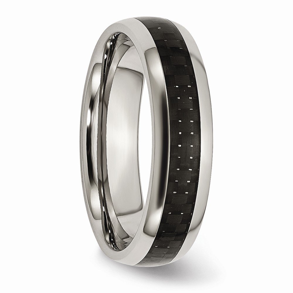 Premium Solid Titanium Black Carbon Fiber Inlay 6mm Wedding Band Ring for Men - Comfort Fit, Durable & Lightweight - Perfect for Engagement, Wedding, Anniversary & Everyday Wear