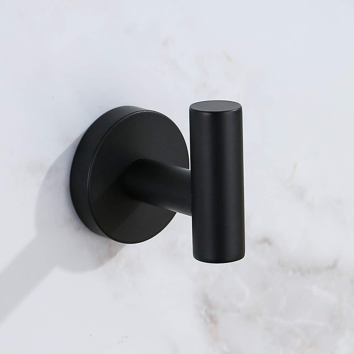 2 Pack Matte Black Towel Hooks - Stainless Steel Wall Hooks for Bathroom & Kitchen