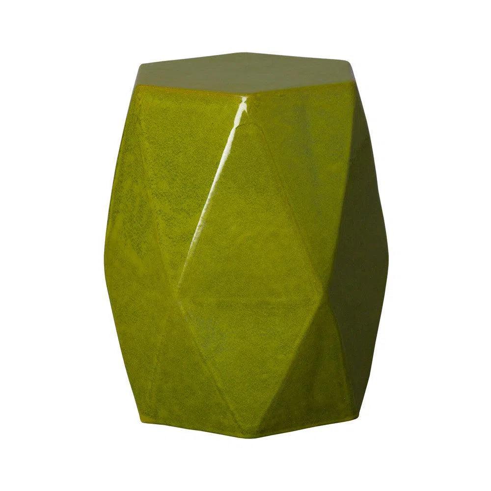 22 Inch Brilliant Matrix Ceramic Garden Stool - Outdoor Patio Decor, Side Table, Plant Stand for Garden, Porch & Poolside