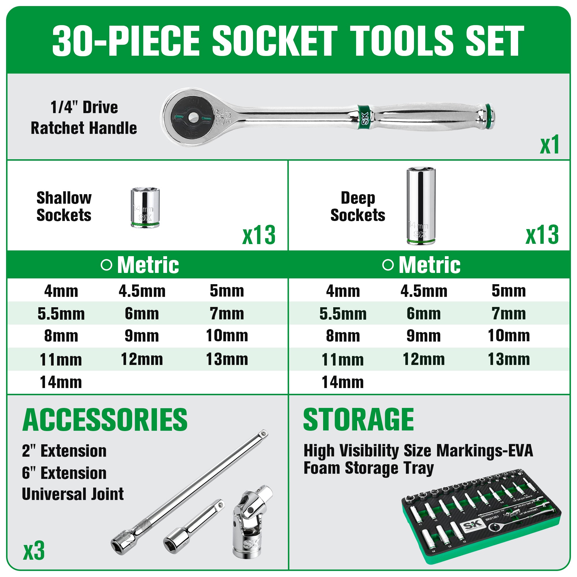 30-Piece 1/4