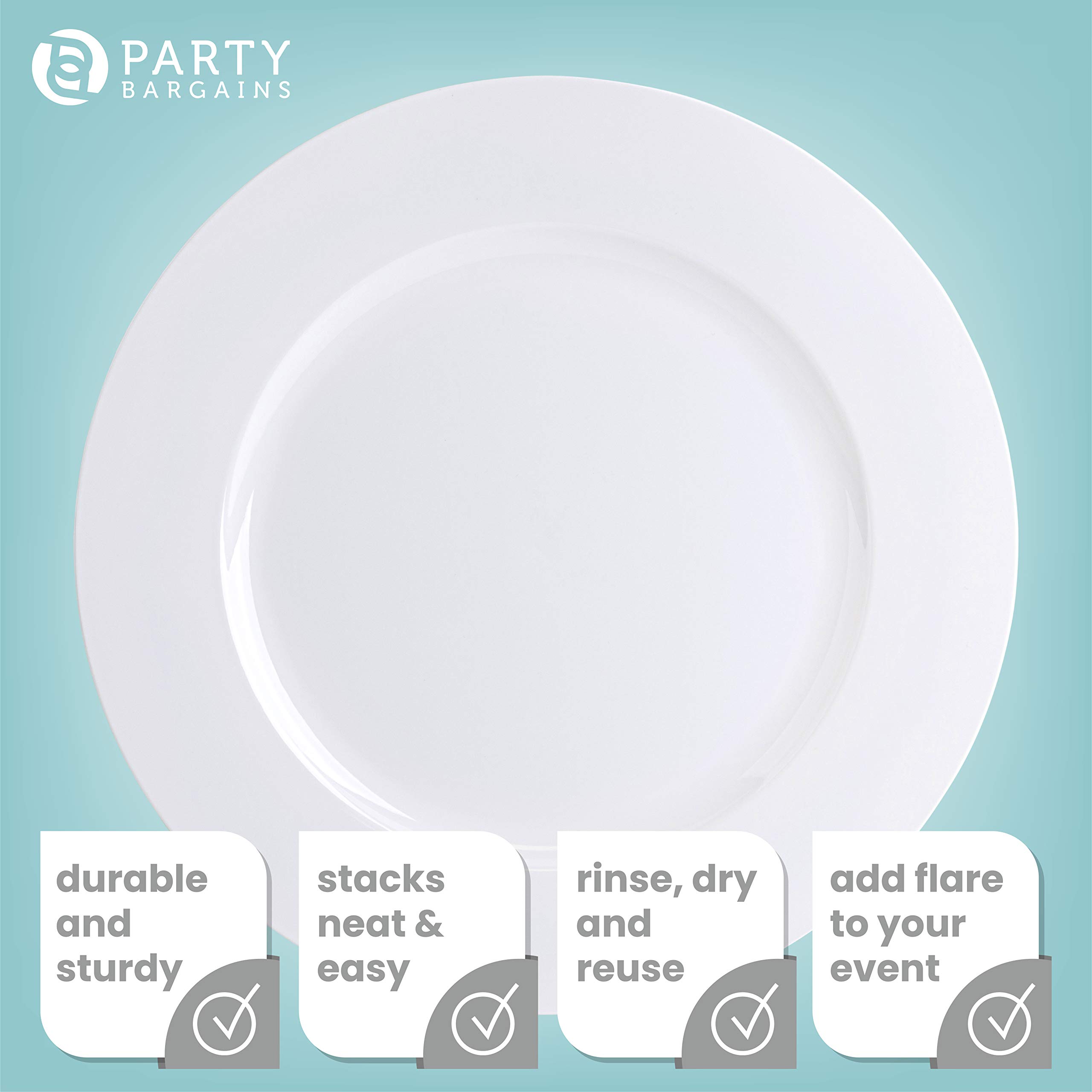 13-Inch White Disposable Charger Plates - 96 Pack Heavy-Duty Elegant Dinner Plates for Weddings, Banquets & Formal Events - Perfect for Buffet, Catering & Upscale Dining
