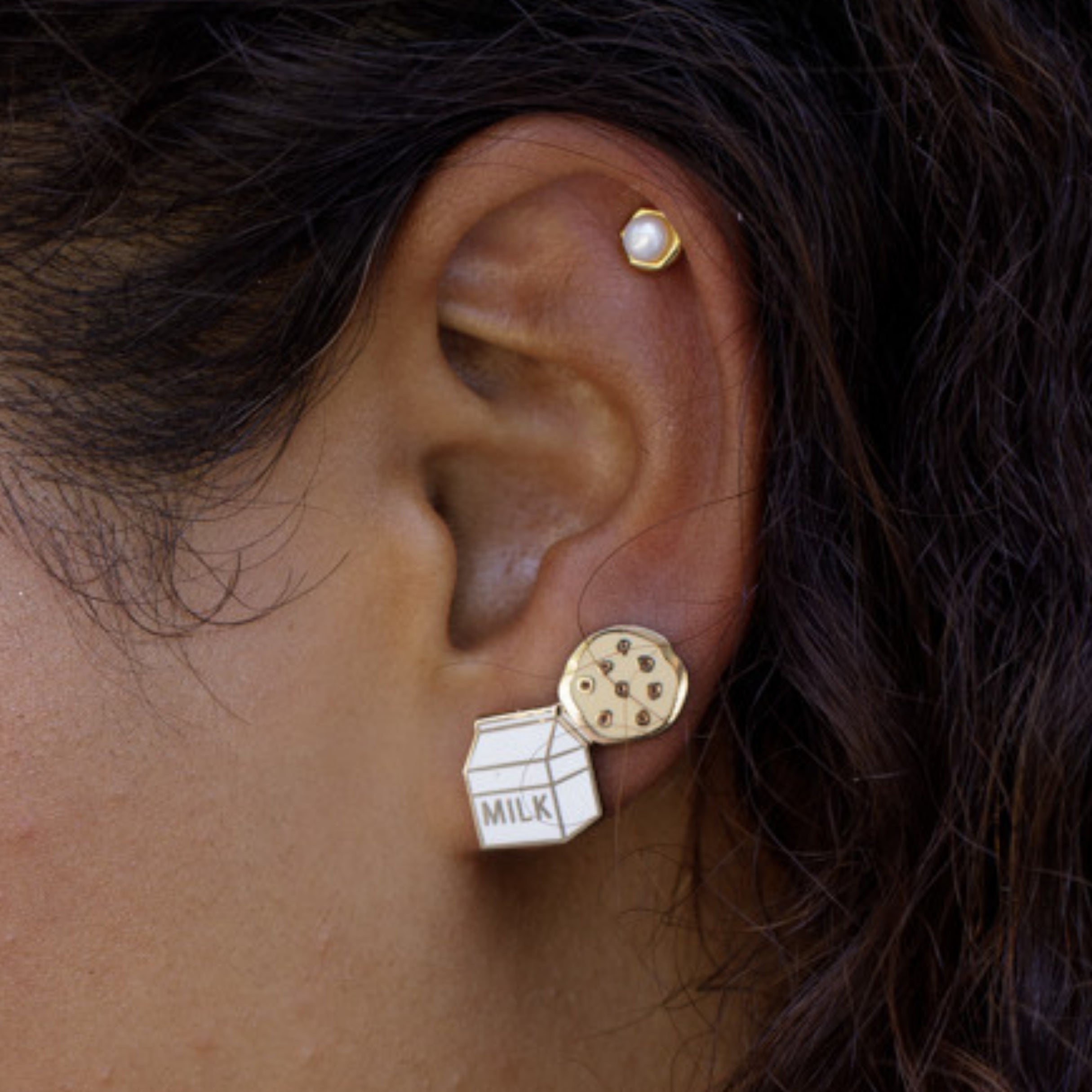 Milk & Cookies Stud Earrings - Cute Food Jewelry for Women, Girls | Perfect for Parties, Gifts & Everyday Wear