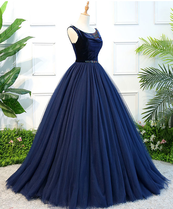 Elegant Blue Tulle Long Prom Dress & Evening Gown - Perfect for Homecoming, Formal Dances & Special Occasions