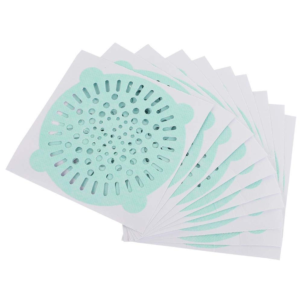 10-Pack Disposable Drain Covers - Green Floor Drain Strainer Filters for Hair, Debris & Clog Prevention - Bathroom, Kitchen, Shower & Sink Drain Protector - Easy-to-Use Mesh Drain Guards for Home Cleaning