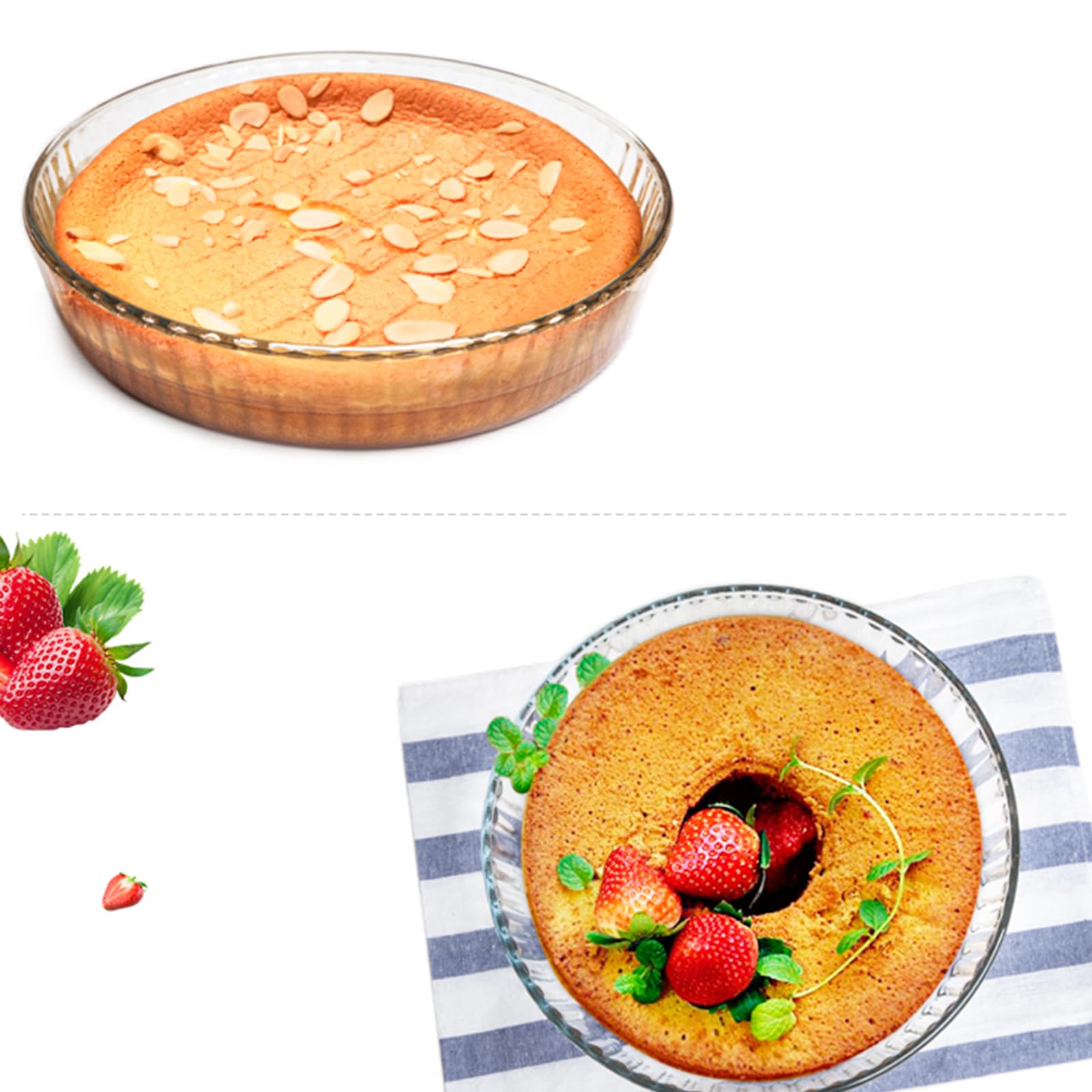 10 Inch Clear Glass Deep Pie Dish - Durable Oven Safe Baking Pan for Pies, Quiche, Casseroles & Desserts - Perfect for Thanksgiving, Christmas & Family Gatherings