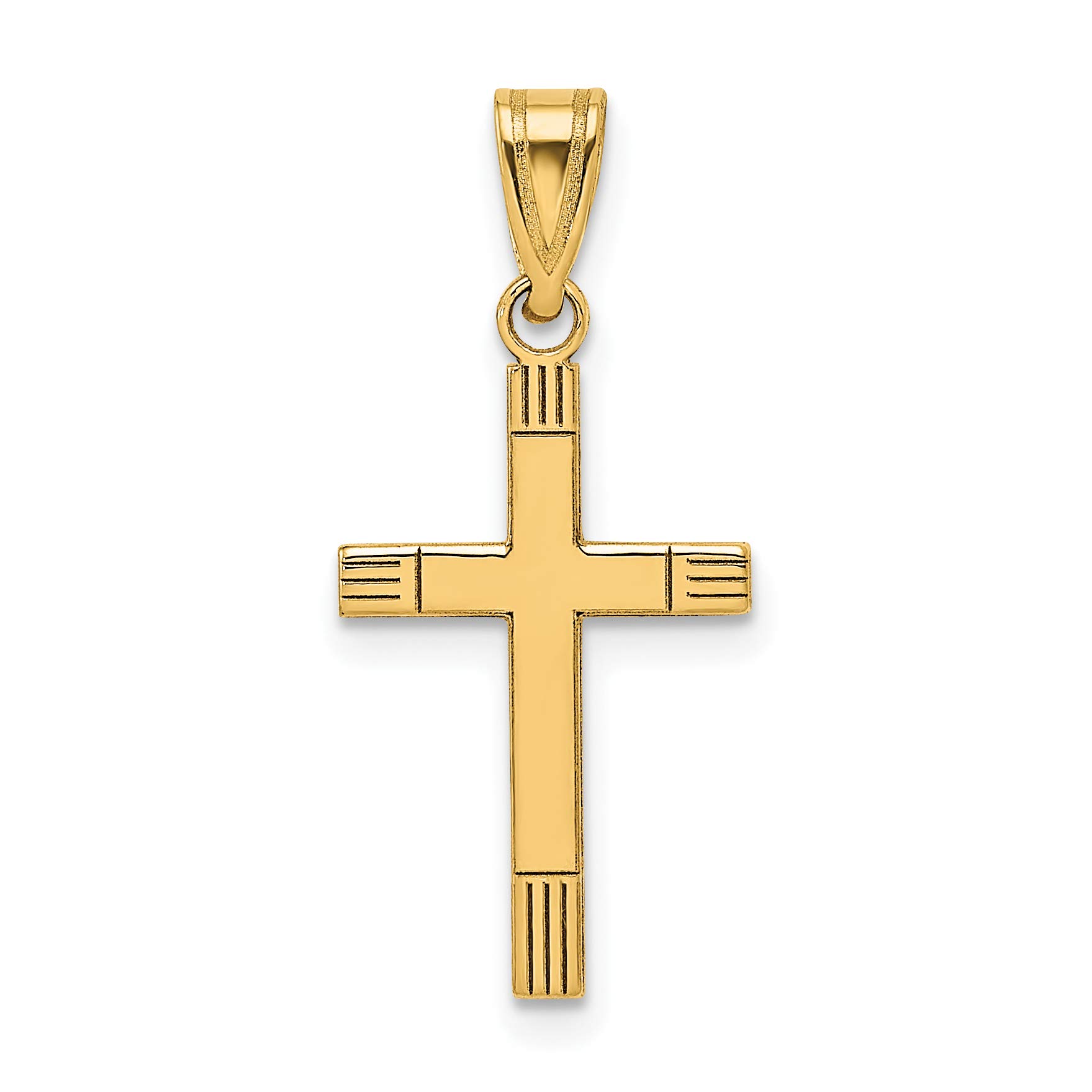 14K Gold Laser Etched Cross Pendant Necklace for Women & Men - Elegant Religious Jewelry Gift for Baptism, Confirmation & Everyday Wear