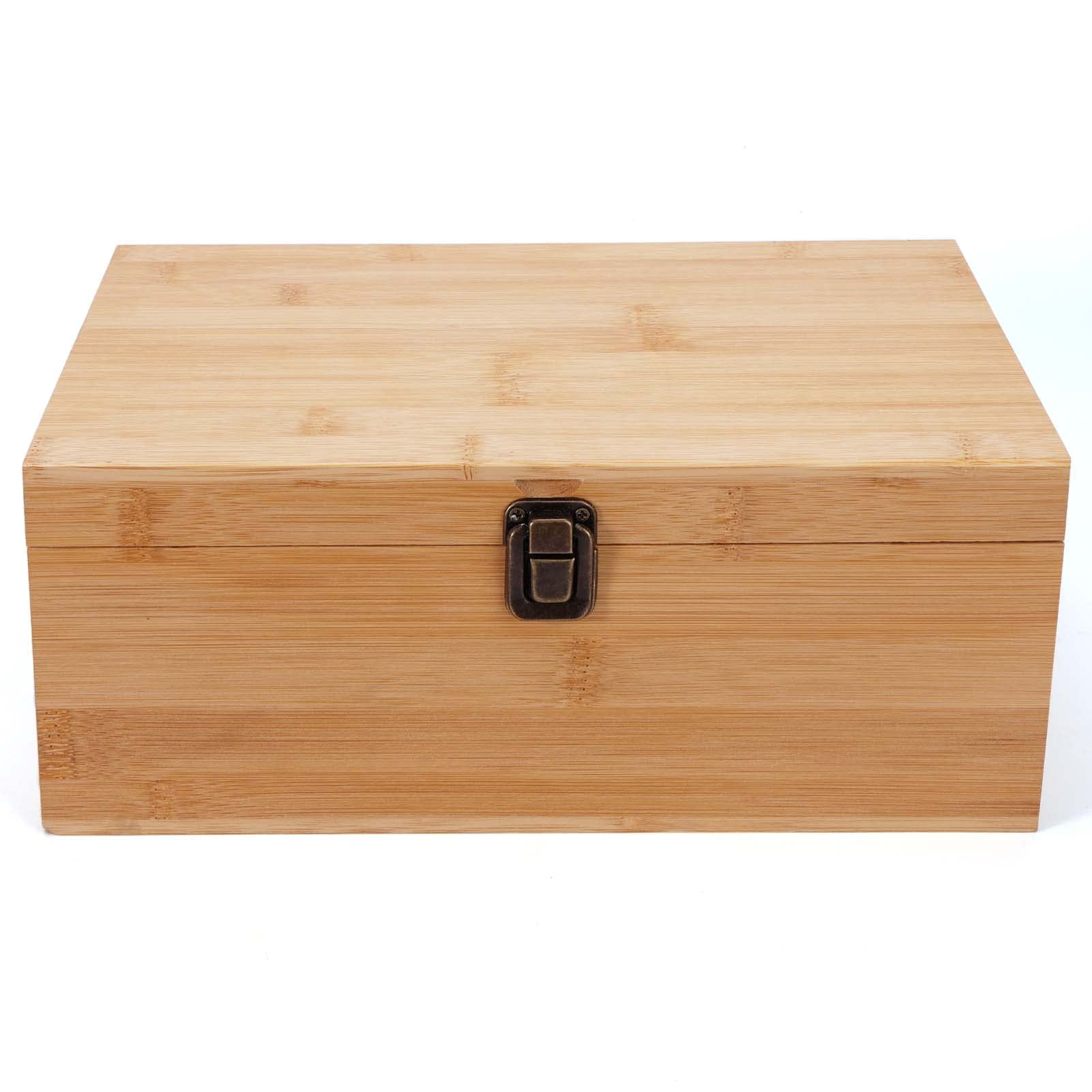 Woiworco Large Bamboo Wooden Storage Box with Hinged Lid - 11 x 7.9 x 4.5 Inch Natural Wooden Craft Box for DIY, Home Decor, Jewelry & Keepsake Organizer - Perfect for Art Supplies, Gift Wrapping & Home Storage Solutions