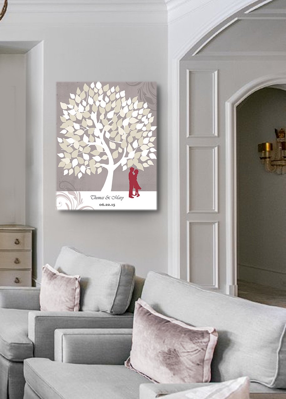 Personalized Couples Canvas Wall Art - Custom His & Hers Romance Tree with Names & Date - Unique Wedding, Anniversary & Housewarming Gift - 30