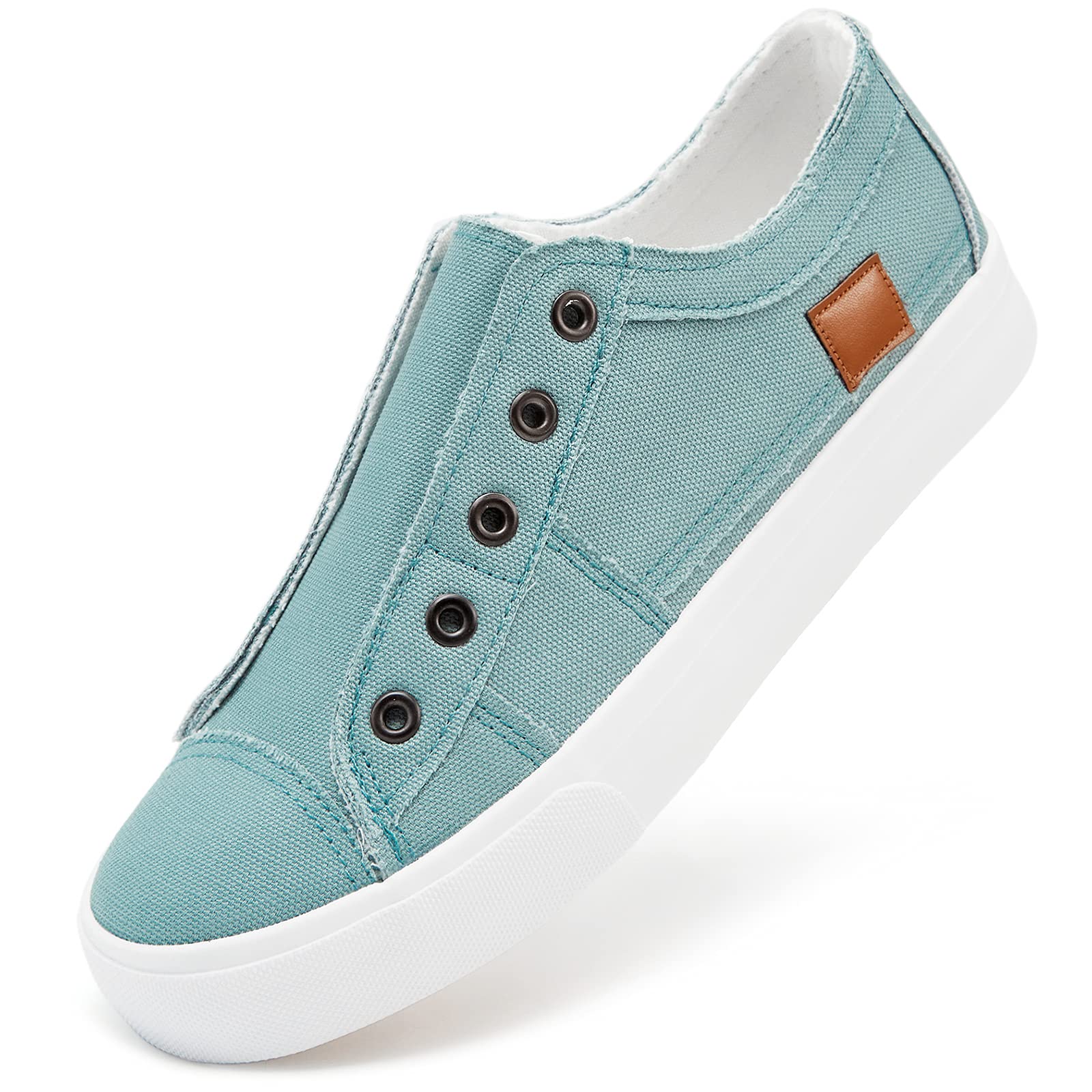 Women's Slip-On Non-Slip Canvas Sneakers - Comfortable Low Top Casual Shoes for Walking, Travel & Everyday Wear
