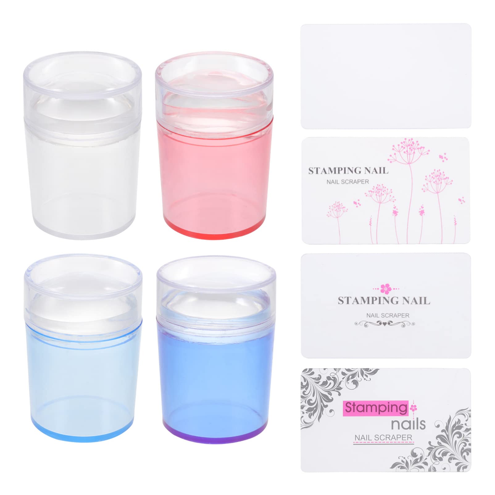 FOMIYES 4 Sets Nail Art Silicone Stamp Manicure Tool Kit - Professional Nail Stamper, Polish Scraper & Gel Nail Accessories for DIY Manicure at Home or Salon