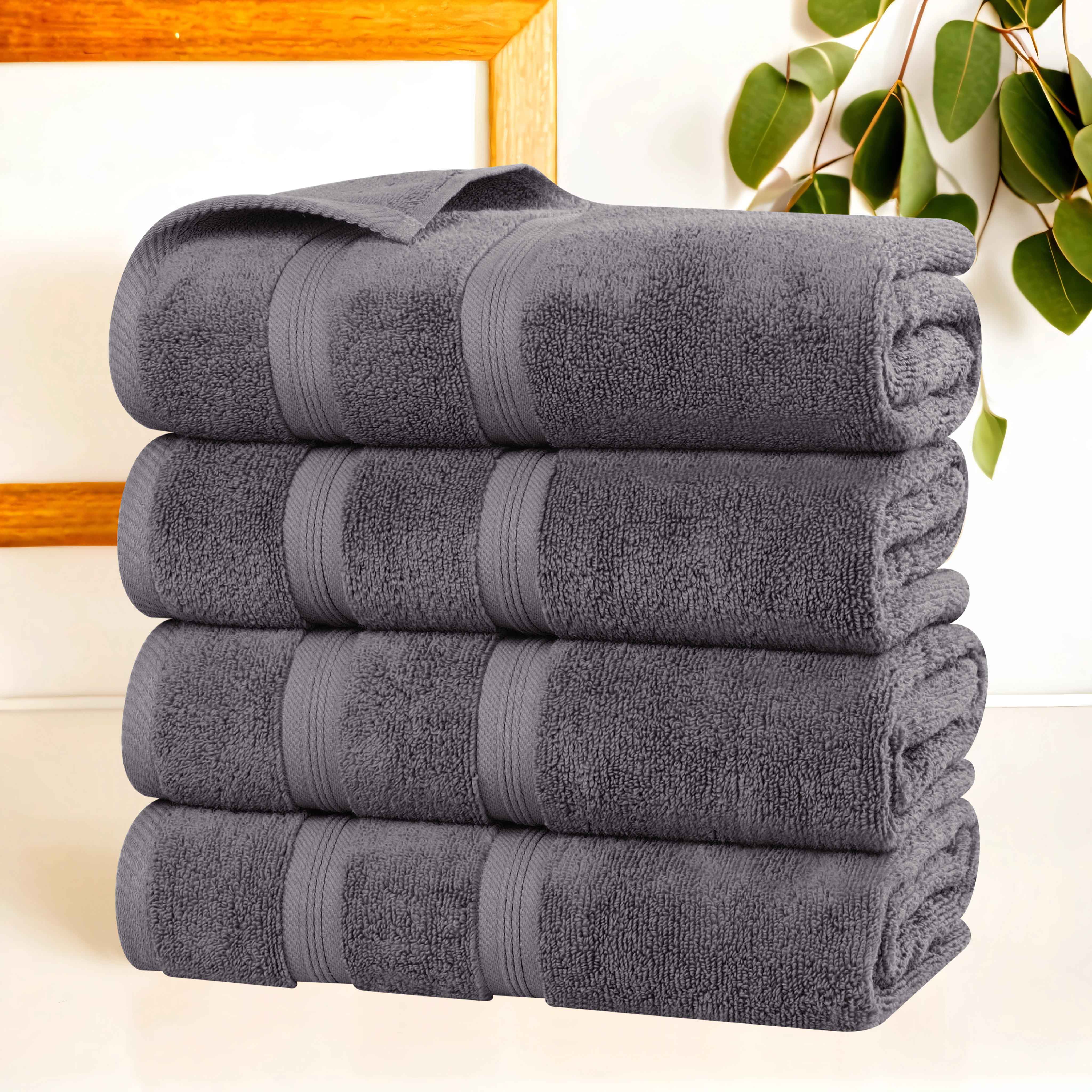 Premium Soft Medium Weight Cotton Bath Towels Set of 4 - Ultra Absorbent, Quick Dry & Zero Twist - Perfect for Spa, Bathroom & Beach Use