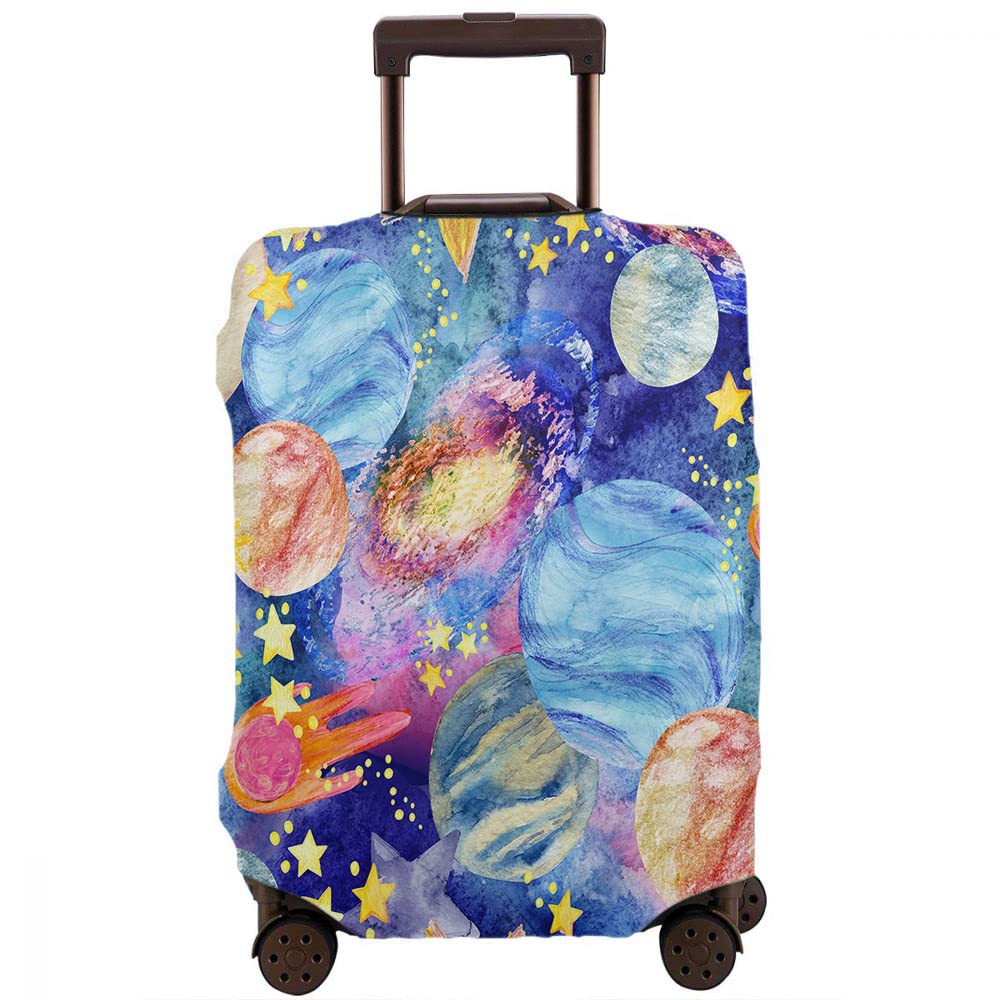 Beabes Galaxy Space Luggage Cover - Starry Planets Moon Comets Design Suitcase Protector for 18-21 Inch Travel Bags | Perfect for Airplane Travel, Vacation Trips & Space-Themed Adventures