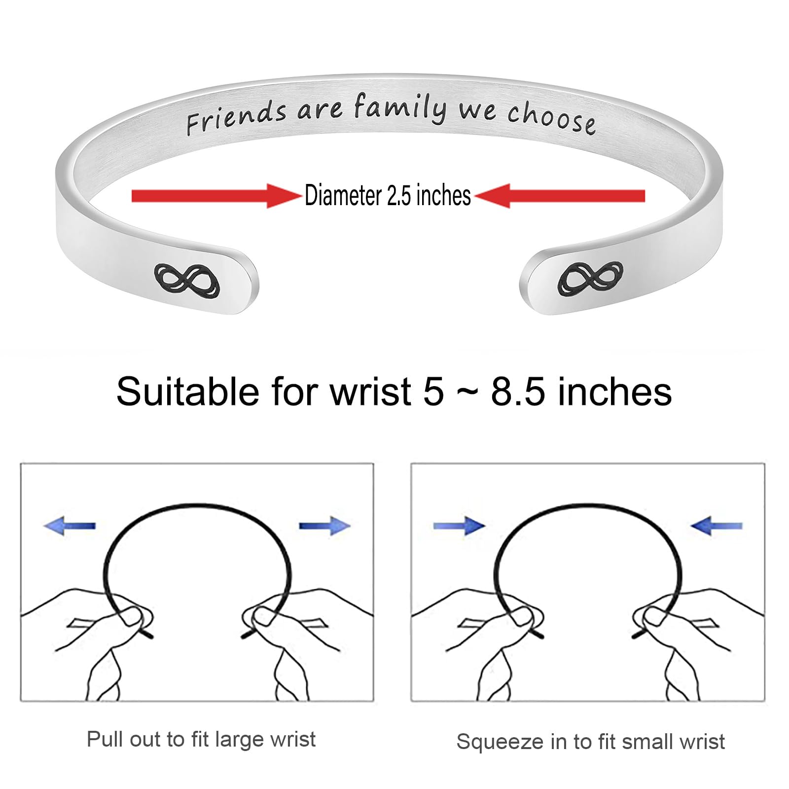 JoycuFF Inspirational Bracelets for Women - Funny Sister Jewelry Gifts, Mantra Cuff Bangle for Her - Perfect for Birthdays, Anniversaries & Sister Bonding Moments