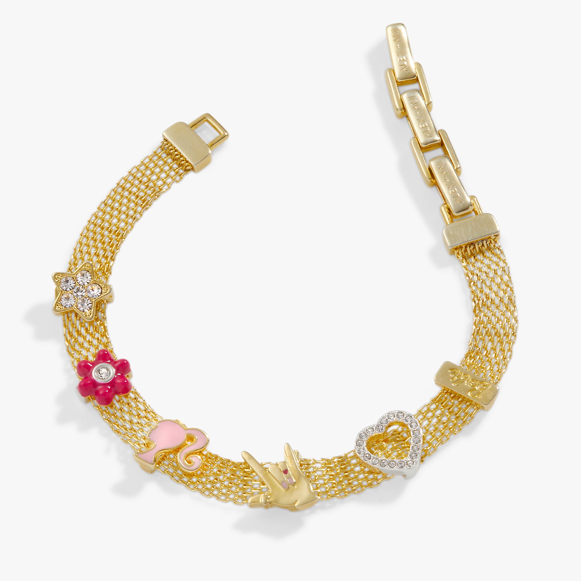 Barbie™ Multicharm Mesh Chain Bracelet for Women - Fashion Adjustable Charm Bracelet for Girls, Teens & Adults - Perfect for Parties, Gifts & Everyday Wear