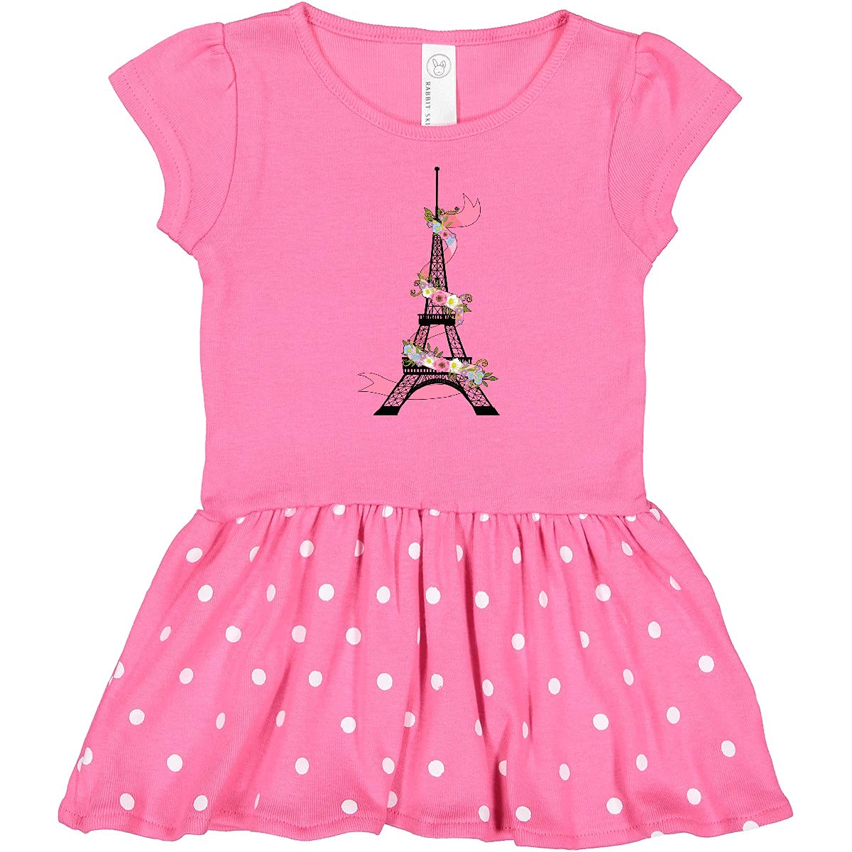 Inktastic Eiffel Tower Paris Floral Print Pink Banner Baby Girl Dress - Perfect for Birthday Parties, Photo Shoots & Special Occasions