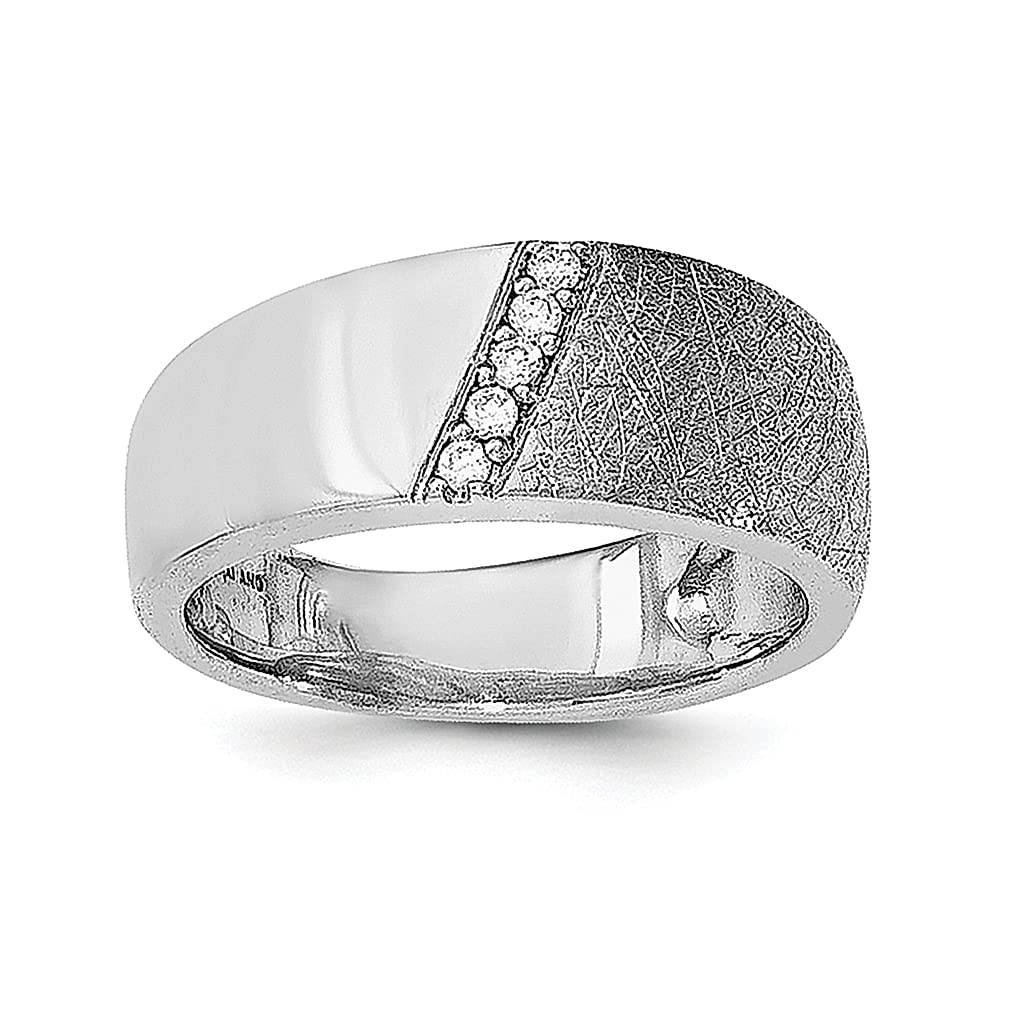 925 Sterling Silver Textured Cubic Zirconia CZ Stackable Band Ring for Women - Elegant Fine Jewelry Gift for Her - Perfect for Weddings, Anniversaries & Everyday Wear