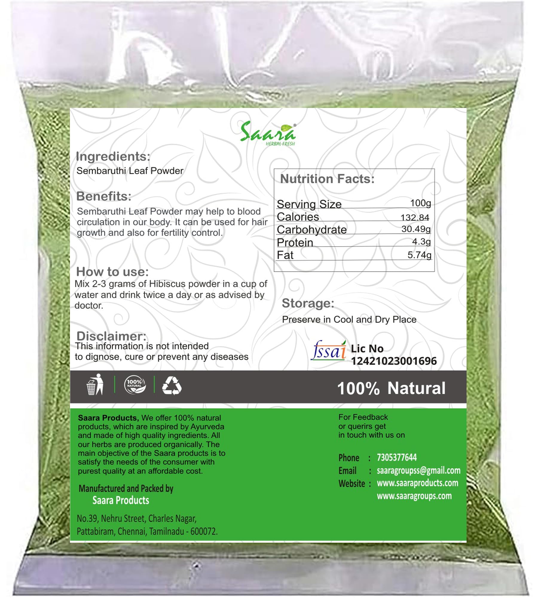 Organic Hibiscus Leaf Powder (350g) - Pure Sembaruthi, Jasus, Gudhal, Dasanamu, Chembarathi, Dasavala Powder for Hair Care, Skin Care & Herbal Tea - Pack of 3 x 100g or 1 x 50g - Perfect for DIY Beauty & Wellness Recipes